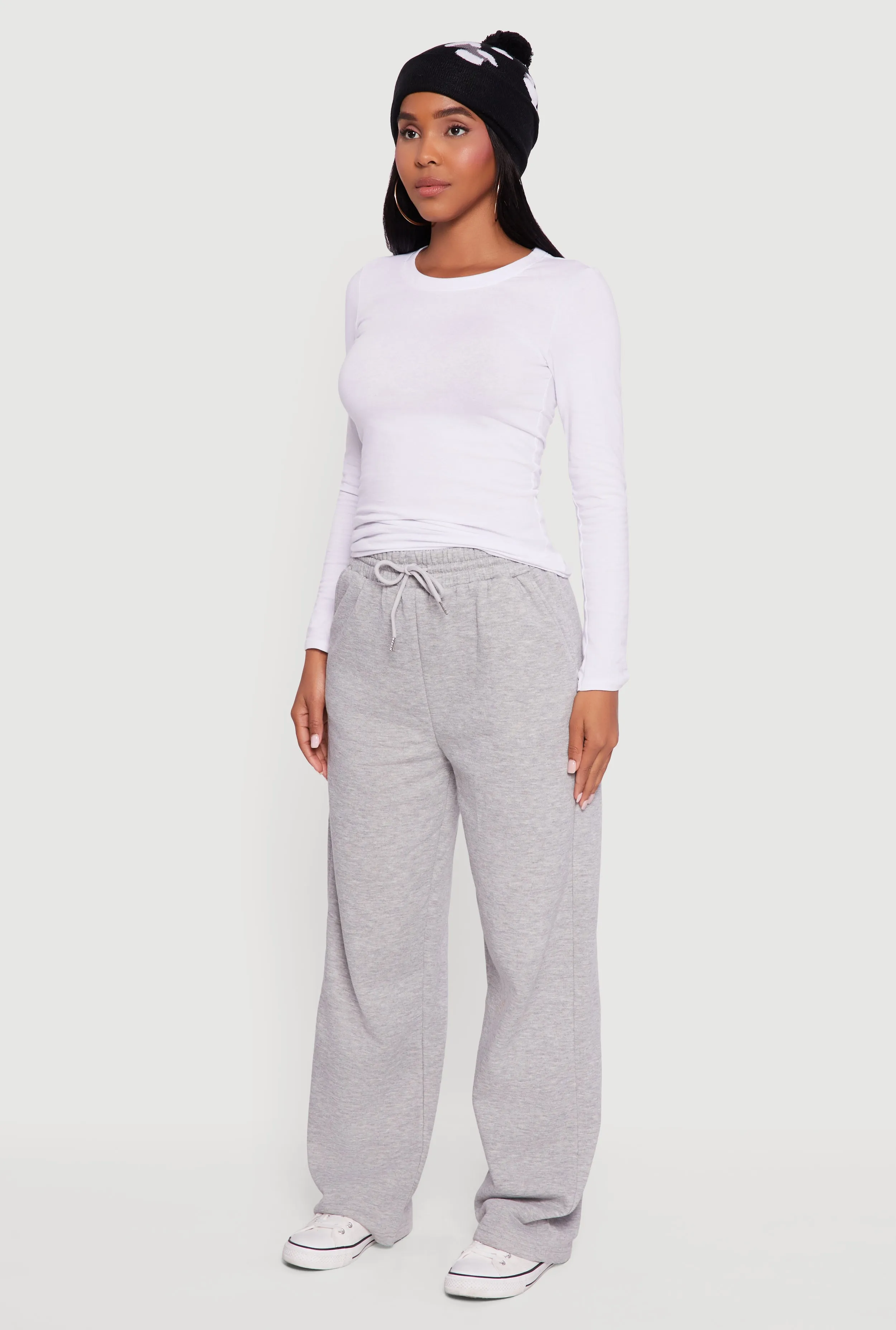 Fleece Lined High Waisted Wide Leg Sweatpants sold by Rainbow product image thumbnail 3