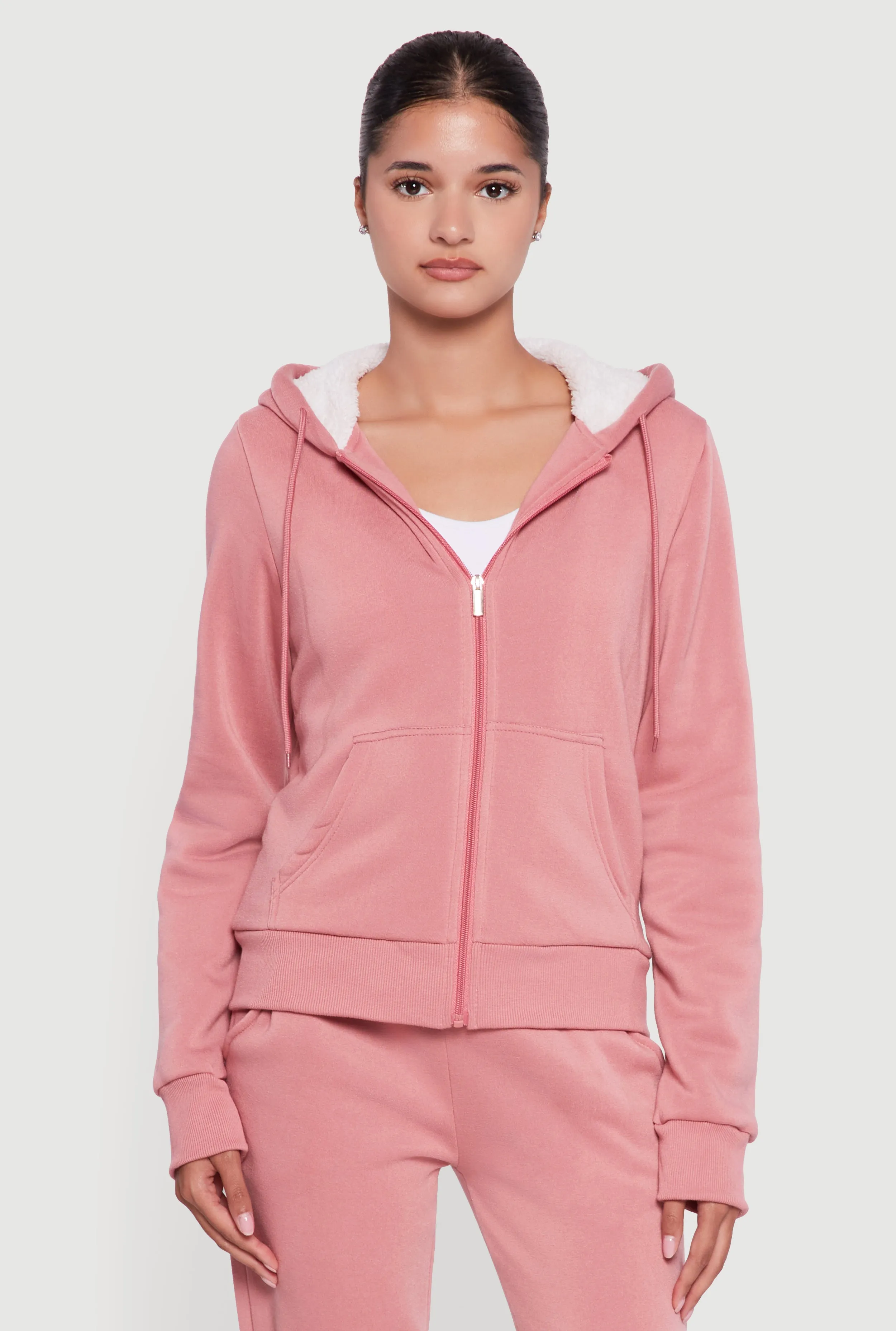 Cozy Sherpa Lined Hooded Zip Front Sweatshirt sold by Rainbow product image thumbnail 3
