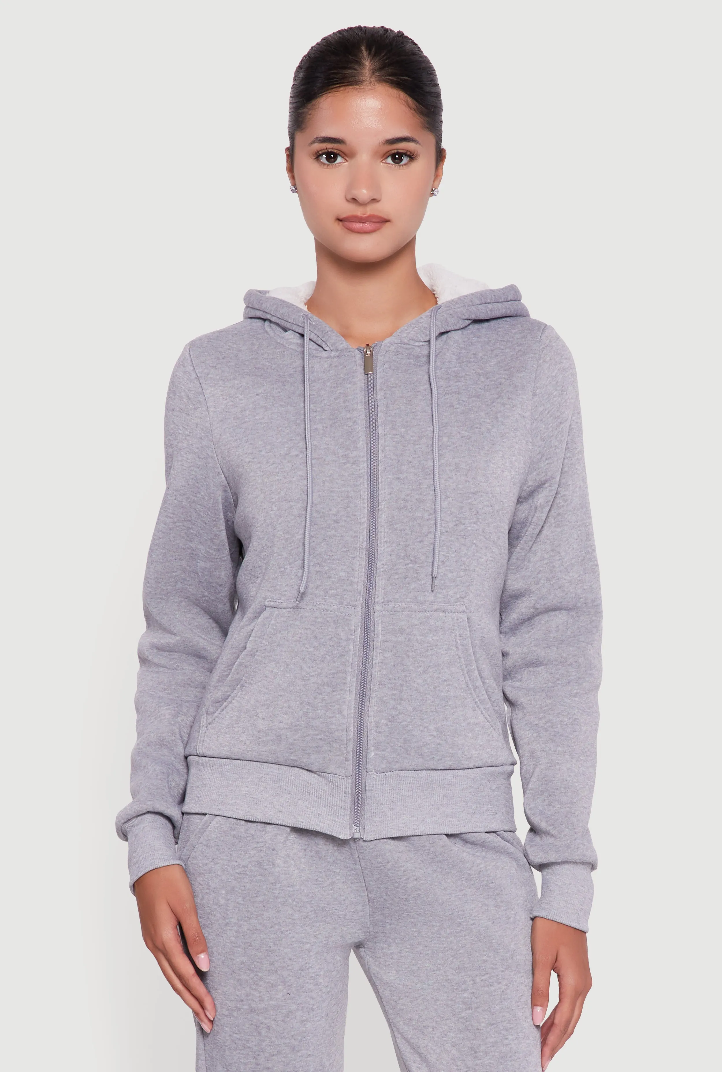 Cozy Sherpa Lined Hooded Zip Front Sweatshirt sold by Rainbow