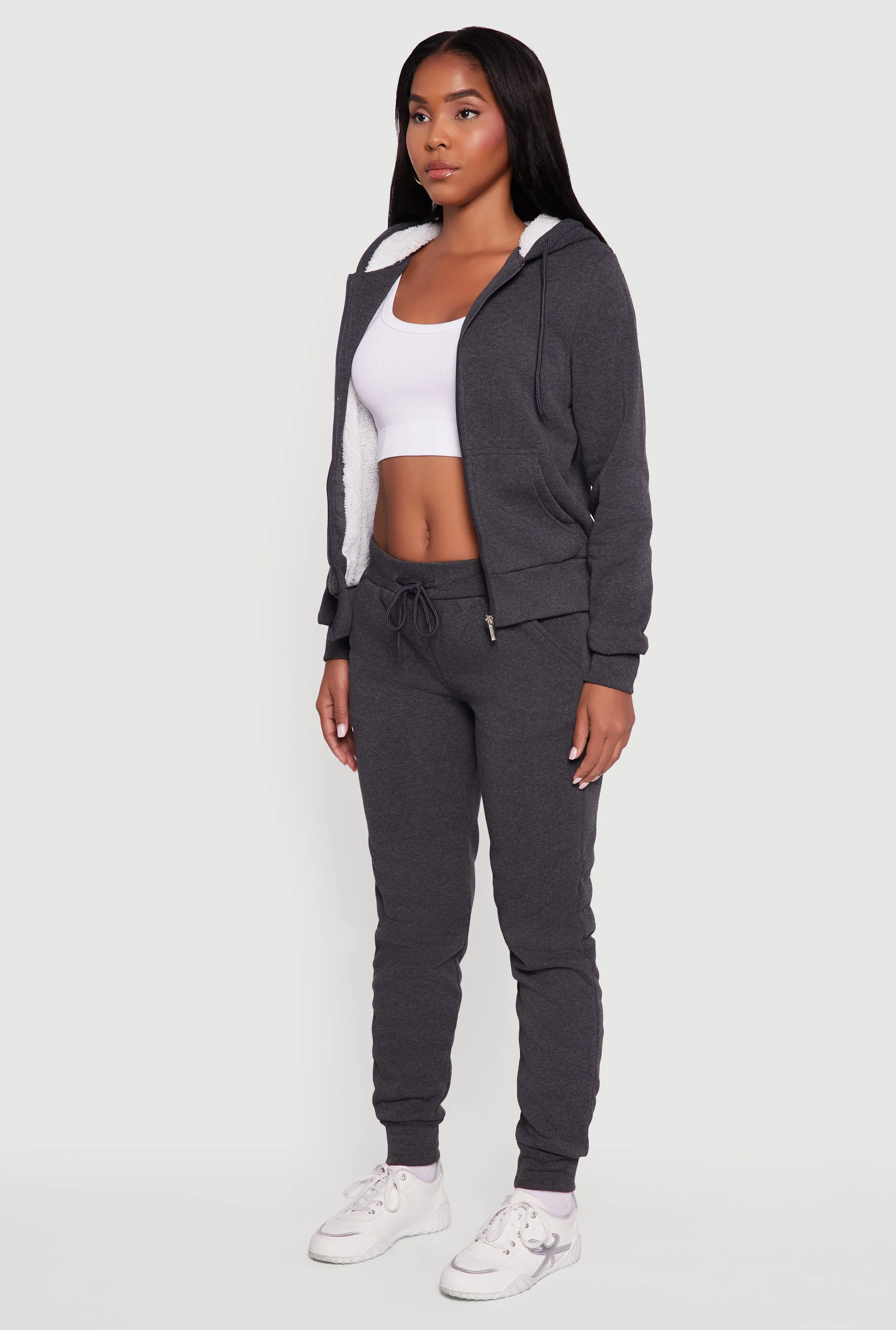 Cozy Sherpa Lined Hooded Zip Front Sweatshirt sold by Rainbow product image thumbnail 5