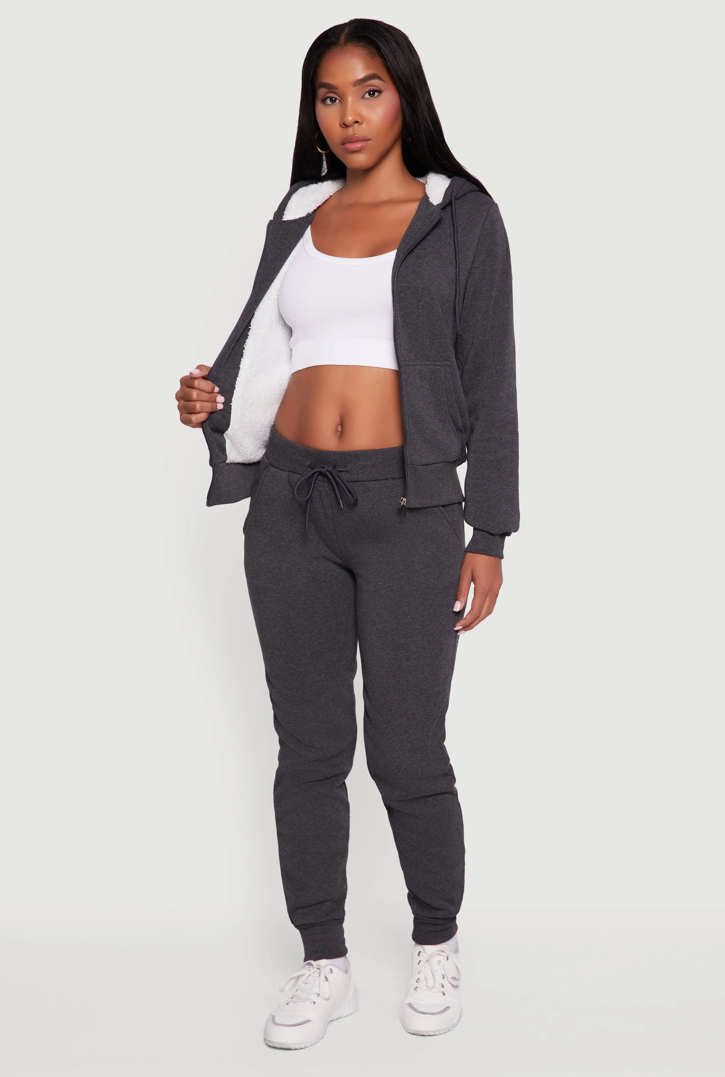 Cozy Sherpa Lined Hooded Zip Front Sweatshirt sold by Rainbow product image thumbnail 2