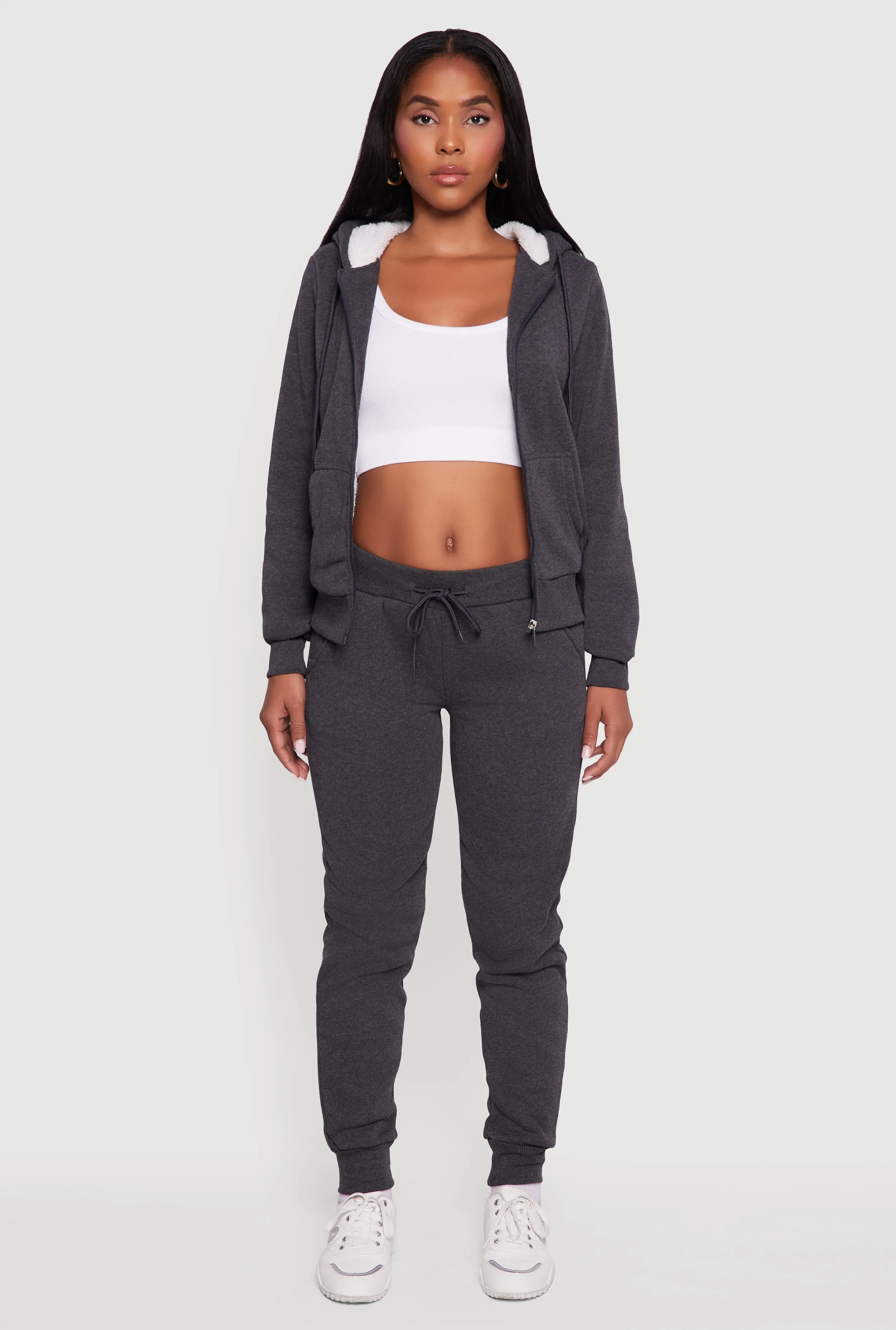 Cozy Sherpa Lined Hooded Zip Front Sweatshirt sold by Rainbow product image thumbnail 3