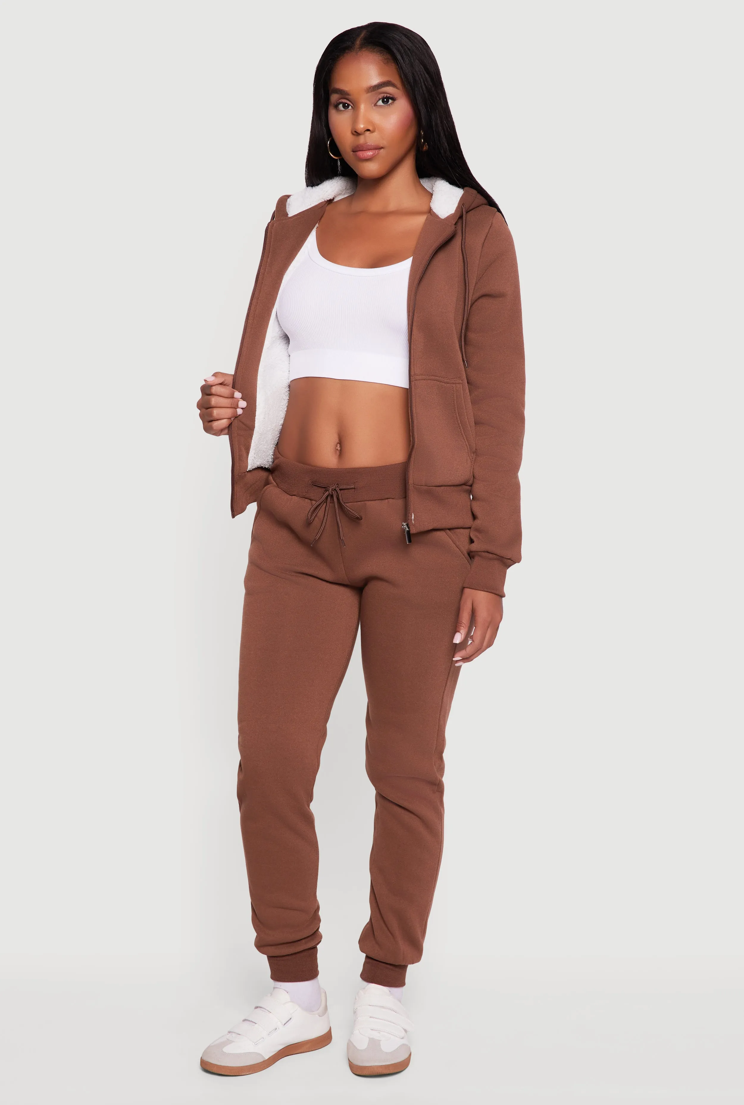 Cozy Sherpa Lined Hooded Zip Front Sweatshirt sold by Rainbow product image thumbnail 2