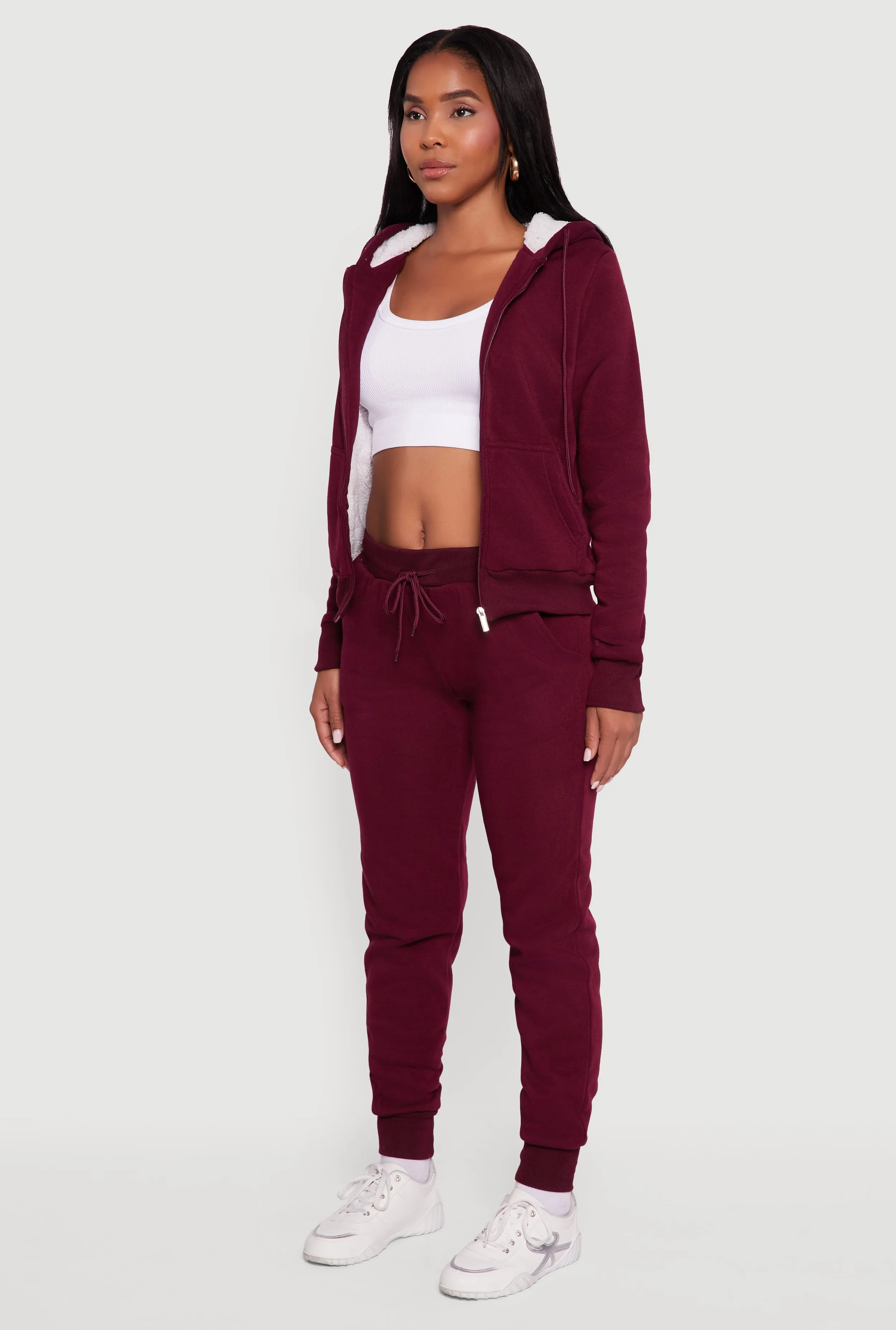 Cozy Sherpa Lined Hooded Zip Front Sweatshirt sold by Rainbow product image thumbnail 5