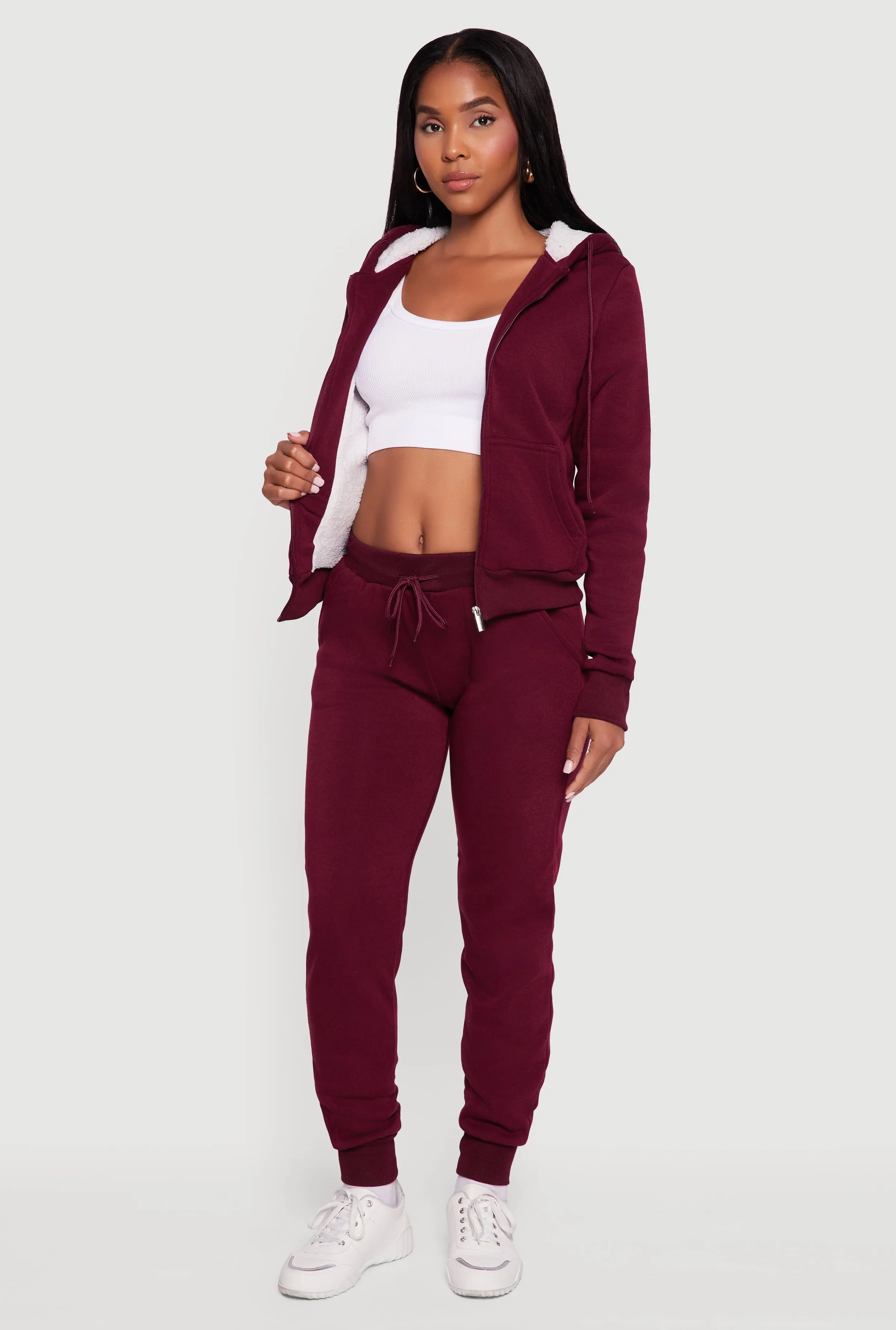 Cozy Sherpa Lined Hooded Zip Front Sweatshirt sold by Rainbow product image thumbnail 2