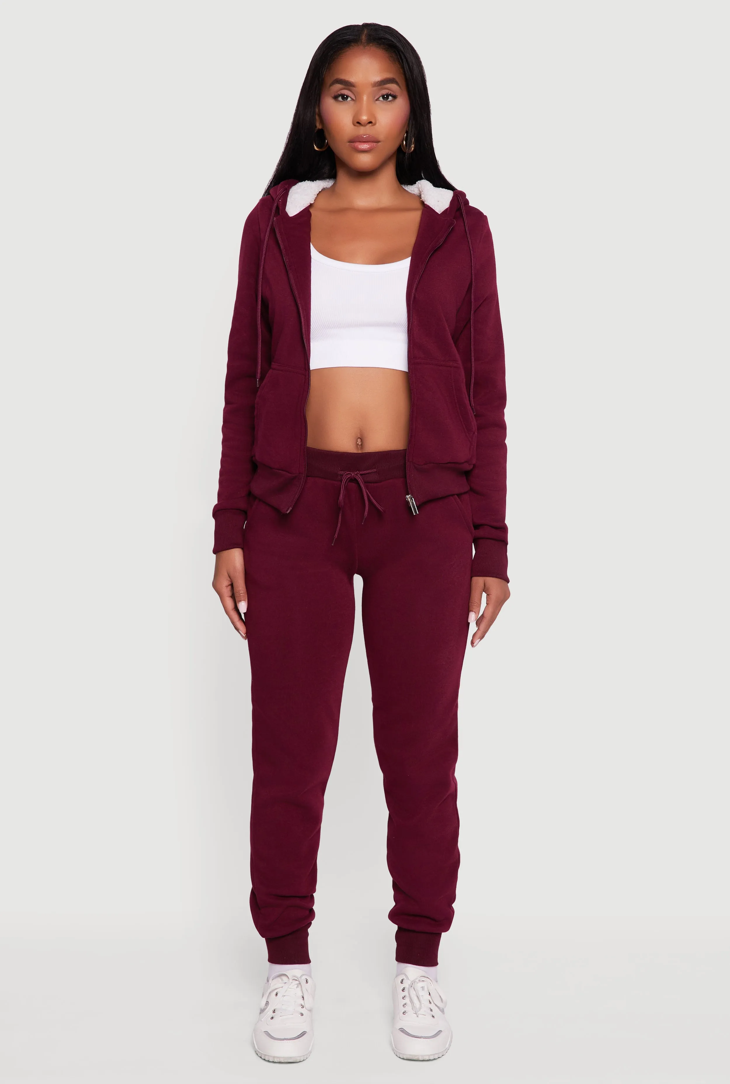 Cozy Sherpa Lined Hooded Zip Front Sweatshirt sold by Rainbow product image thumbnail 3