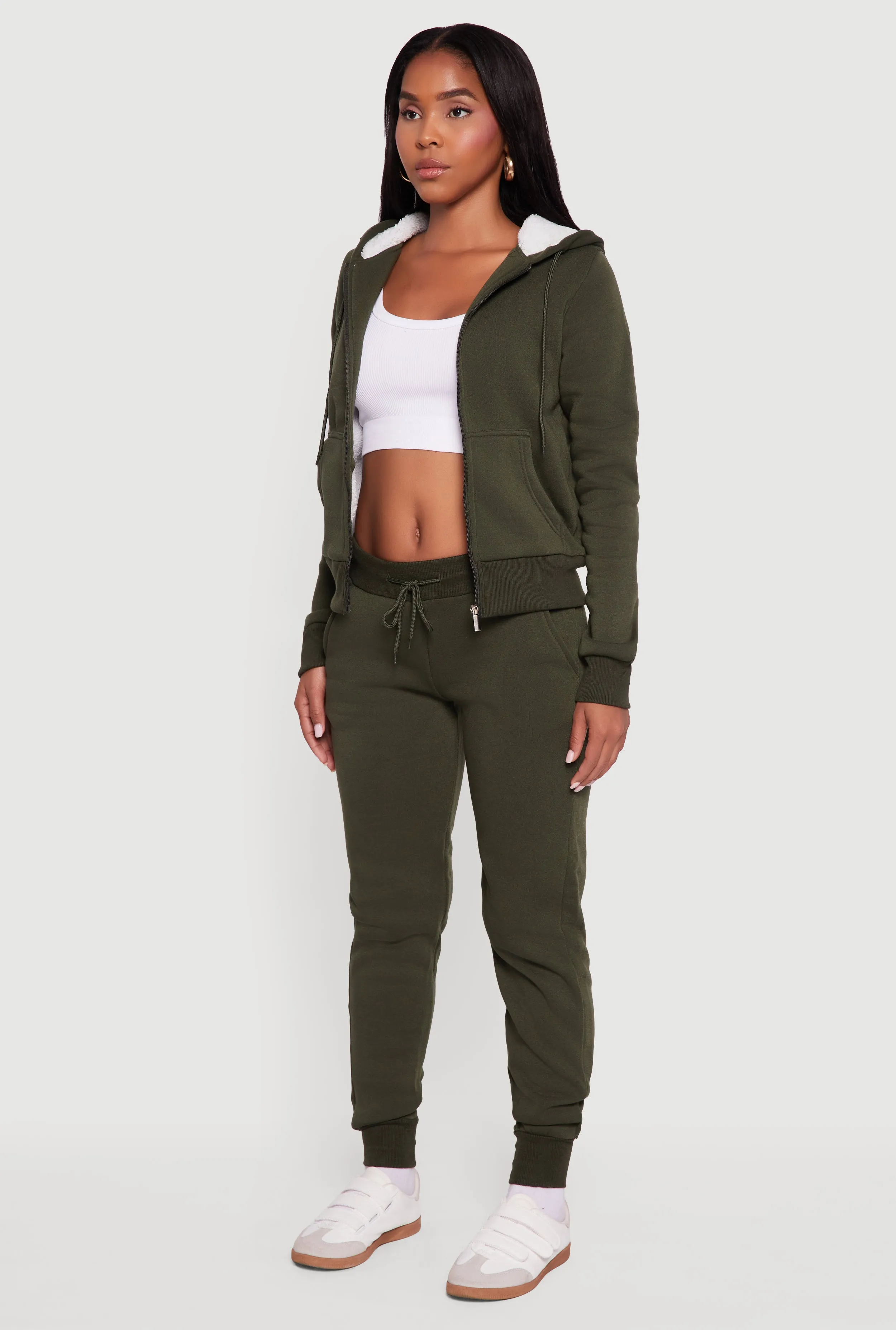 Cozy Sherpa Lined Hooded Zip Front Sweatshirt sold by Rainbow product image thumbnail 5