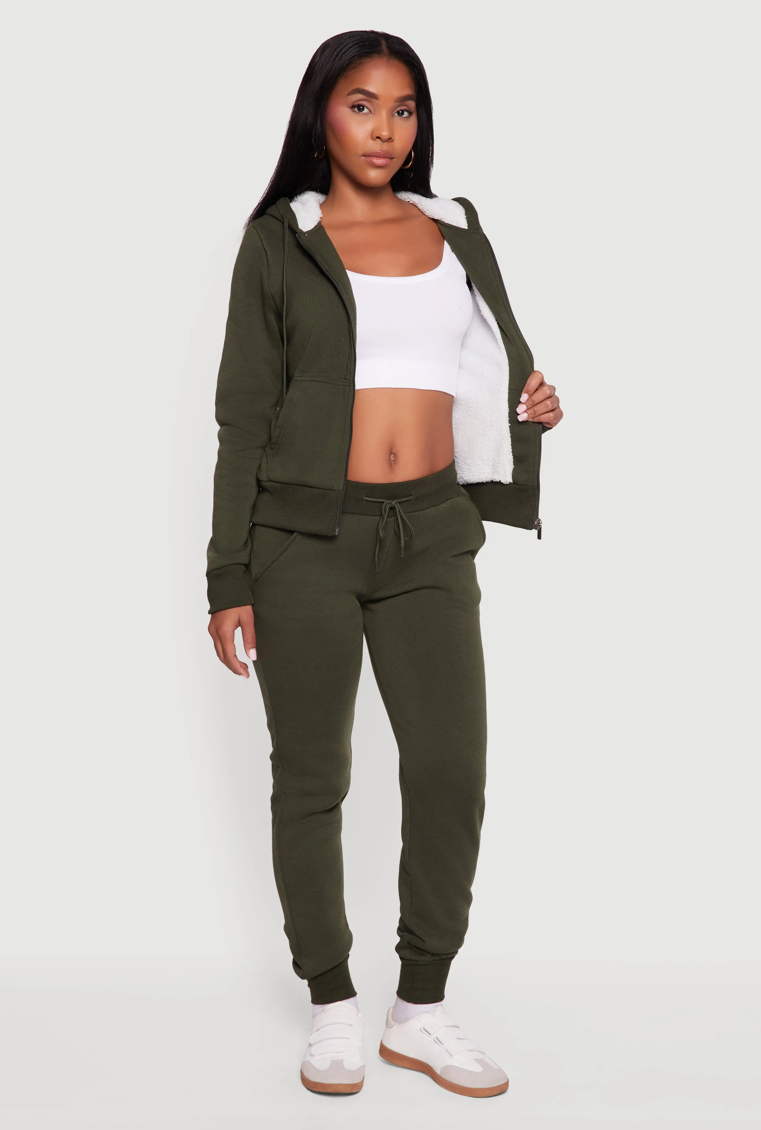 Cozy Sherpa Lined Hooded Zip Front Sweatshirt sold by Rainbow product image thumbnail 2