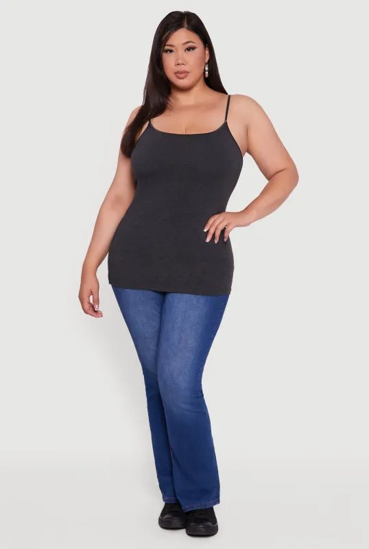 Plus Size Basic Scoop Neck Cami with Shelf Bra sold by Rainbow