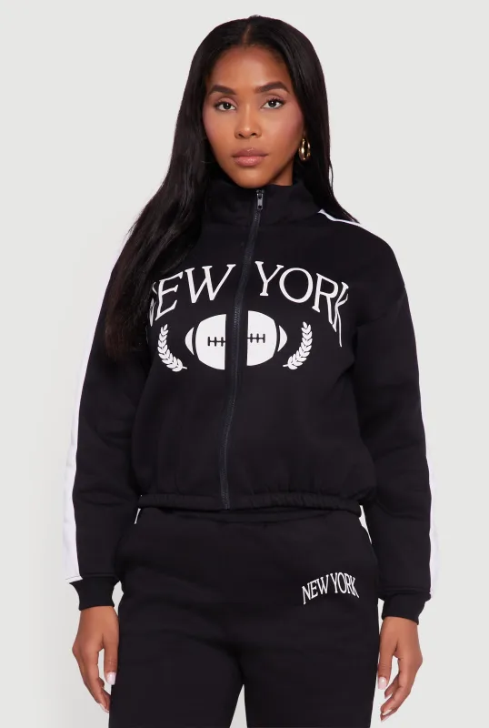 Side Stripe Zip Front Graphic Sweatshirt sold by Rainbow