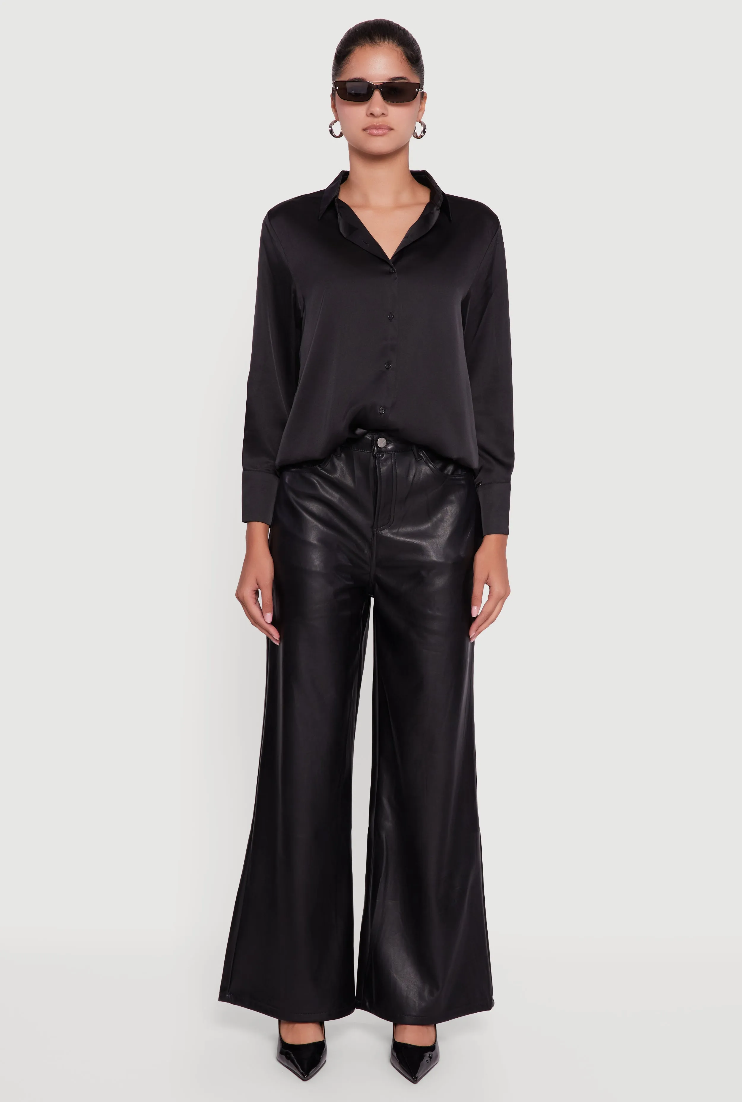 Satin Long Sleeve Button Front Shirt sold by Rainbow product image thumbnail 3