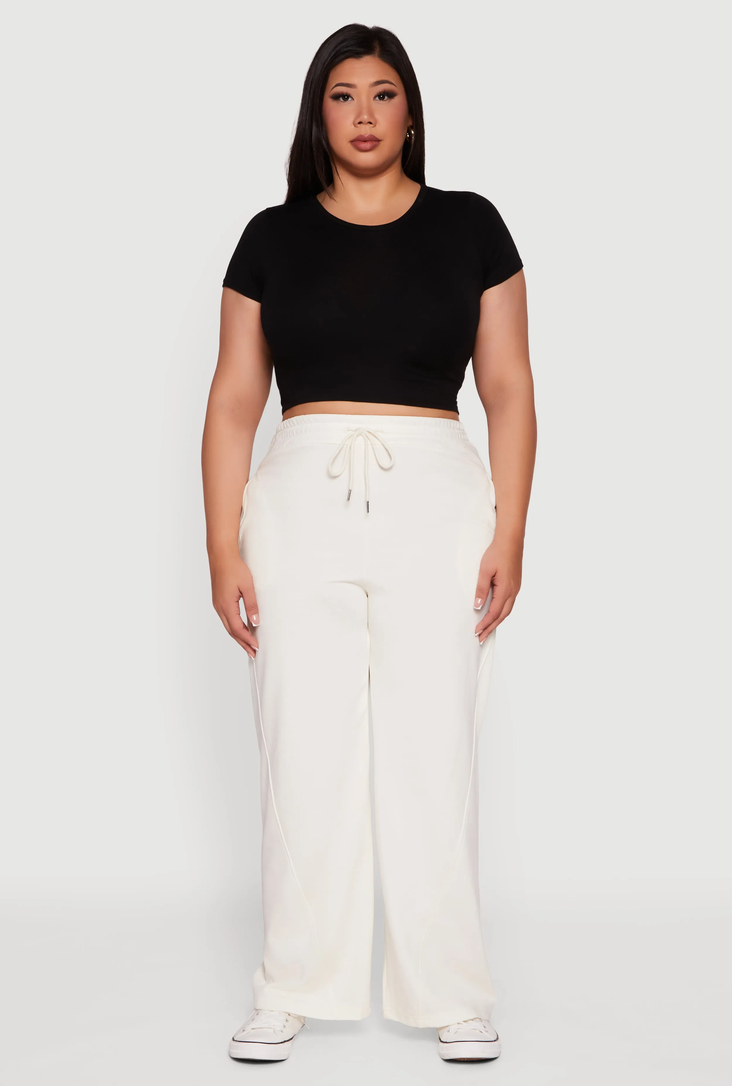 Plus Size Fleece Lined Wide Leg Sweatpants with Pockets sold by Rainbow product image thumbnail 2