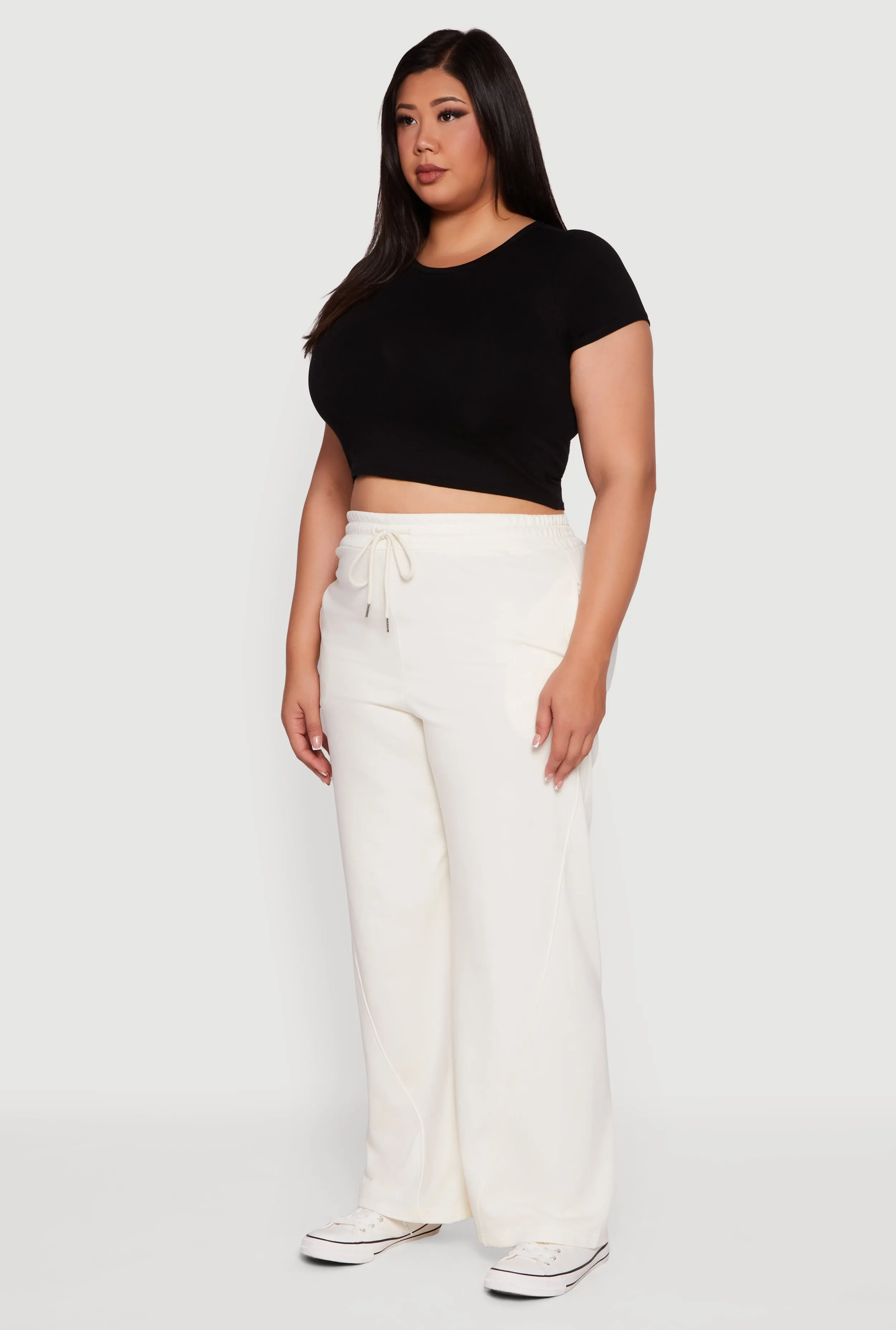Plus Size Fleece Lined Wide Leg Sweatpants with Pockets sold by Rainbow product image thumbnail 3