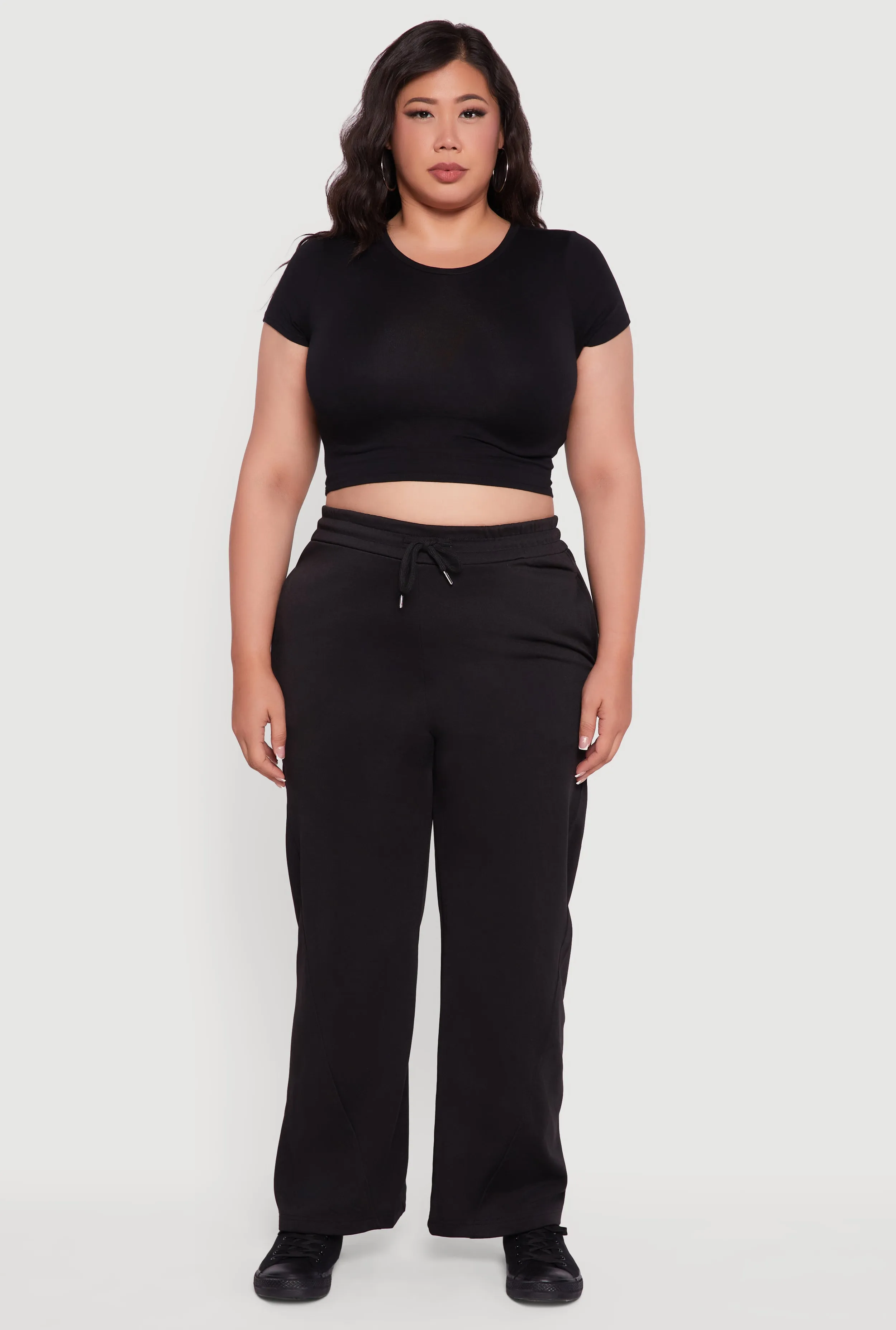 Plus Size Fleece Lined Wide Leg Sweatpants with Pockets sold by Rainbow product image thumbnail 2
