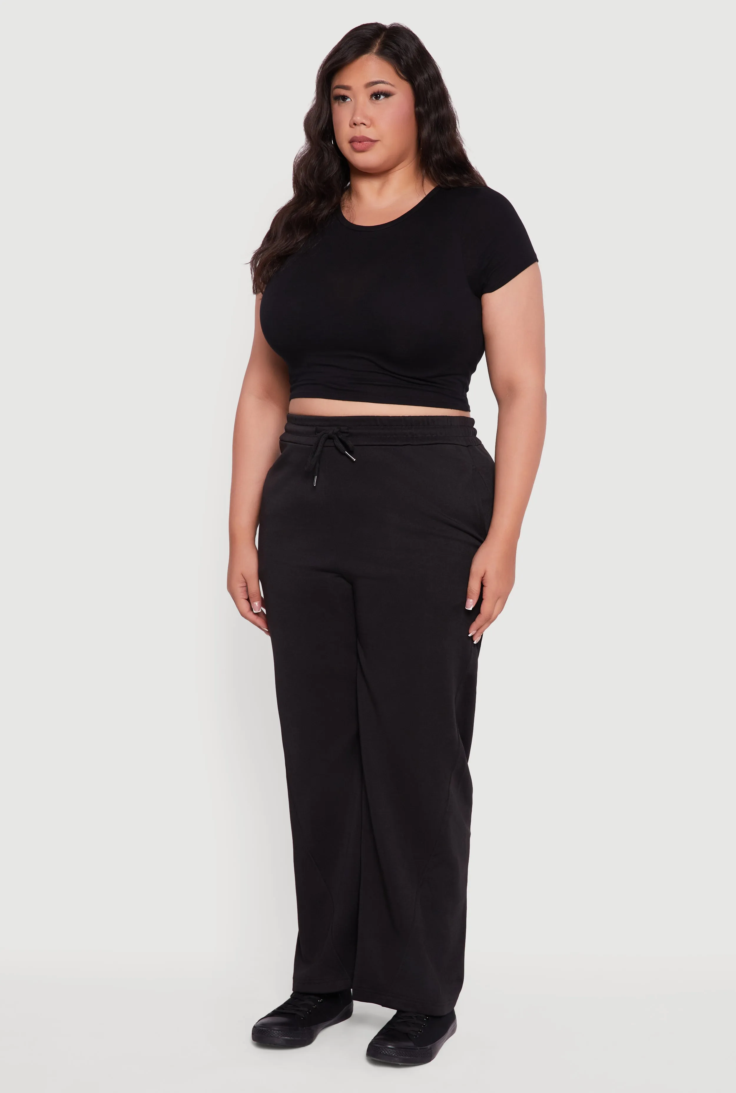 Plus Size Fleece Lined Wide Leg Sweatpants with Pockets sold by Rainbow product image thumbnail 3