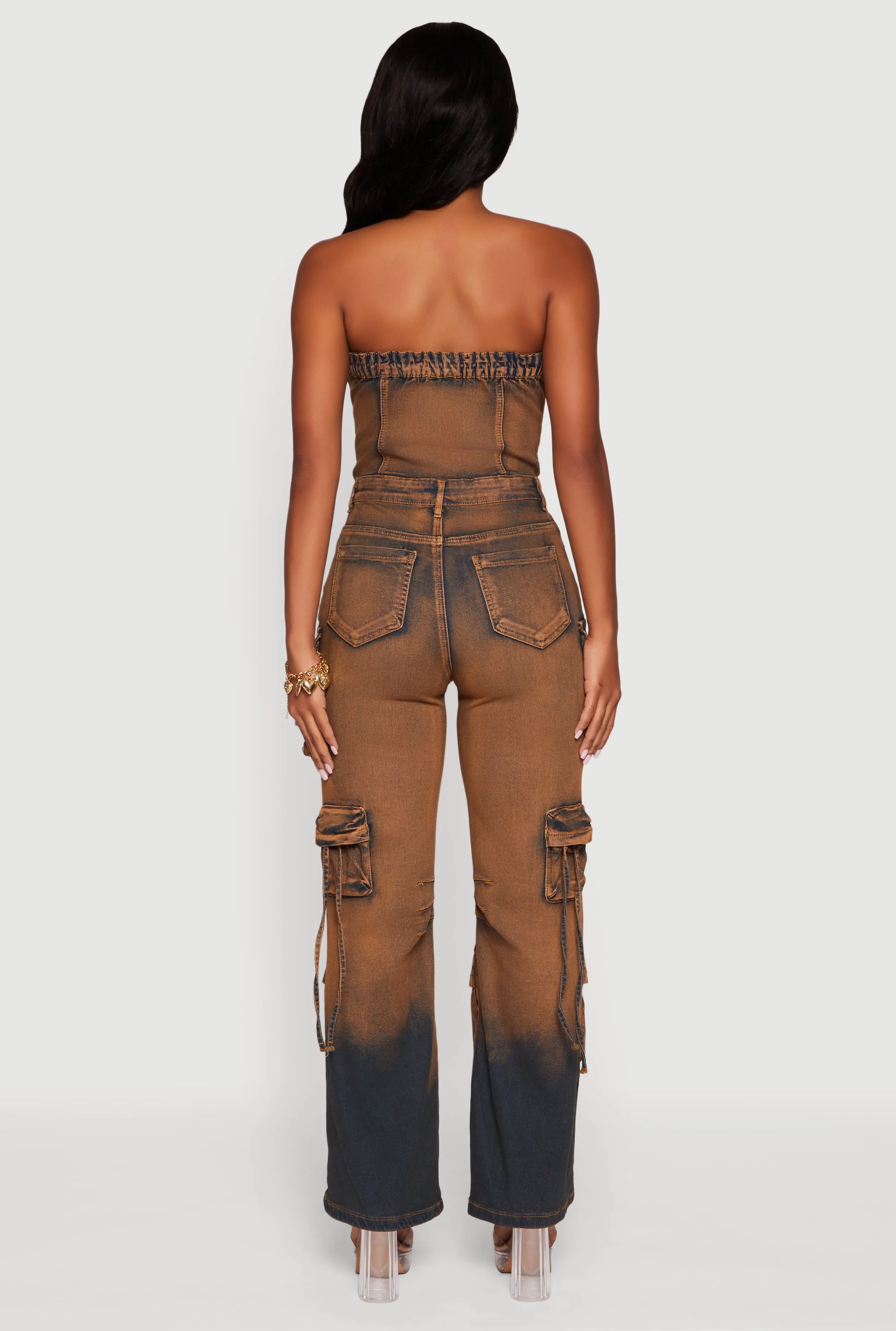 Denim Button Front Utility Jumpsuit sold by Rainbow product image thumbnail 5