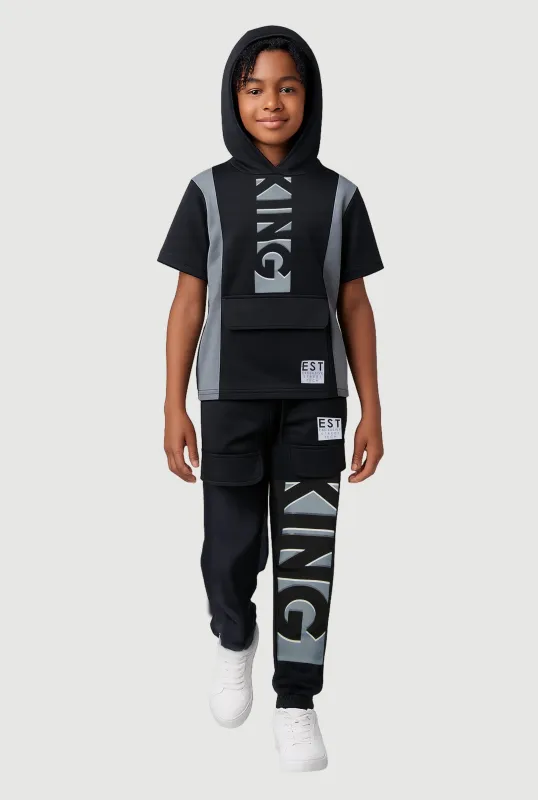Boys King Graphic Pull Over Hoodie and Joggers sold by Rainbow