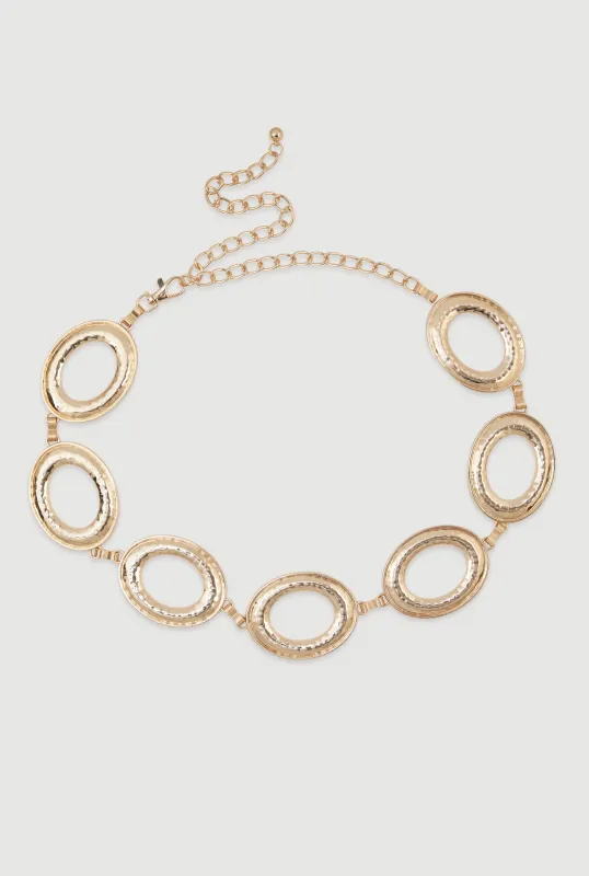 Plus Size Metallic Hammered Oval Link Chain Belt sold by Rainbow