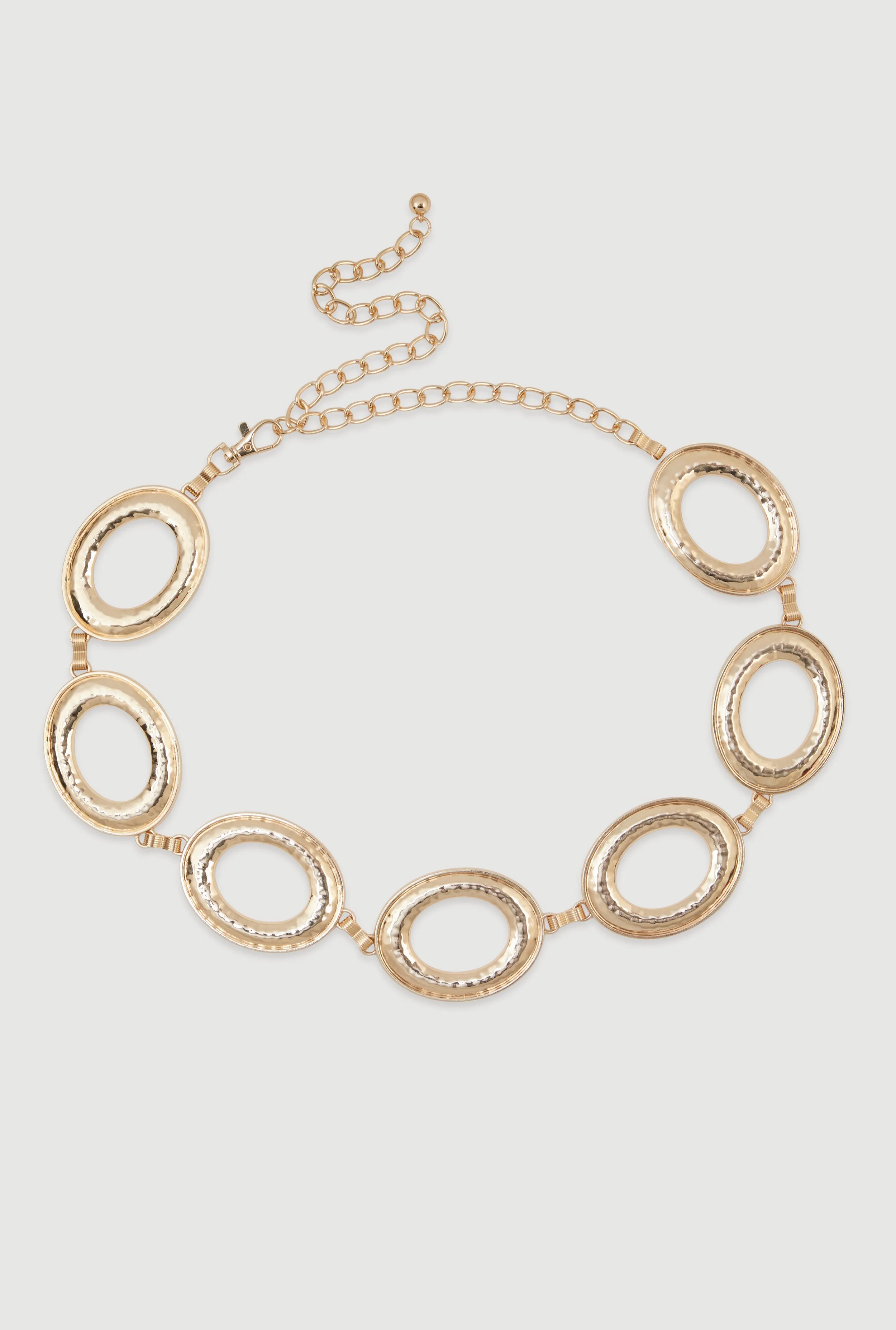 Plus Size Metallic Hammered Oval Link Chain Belt sold by Rainbow