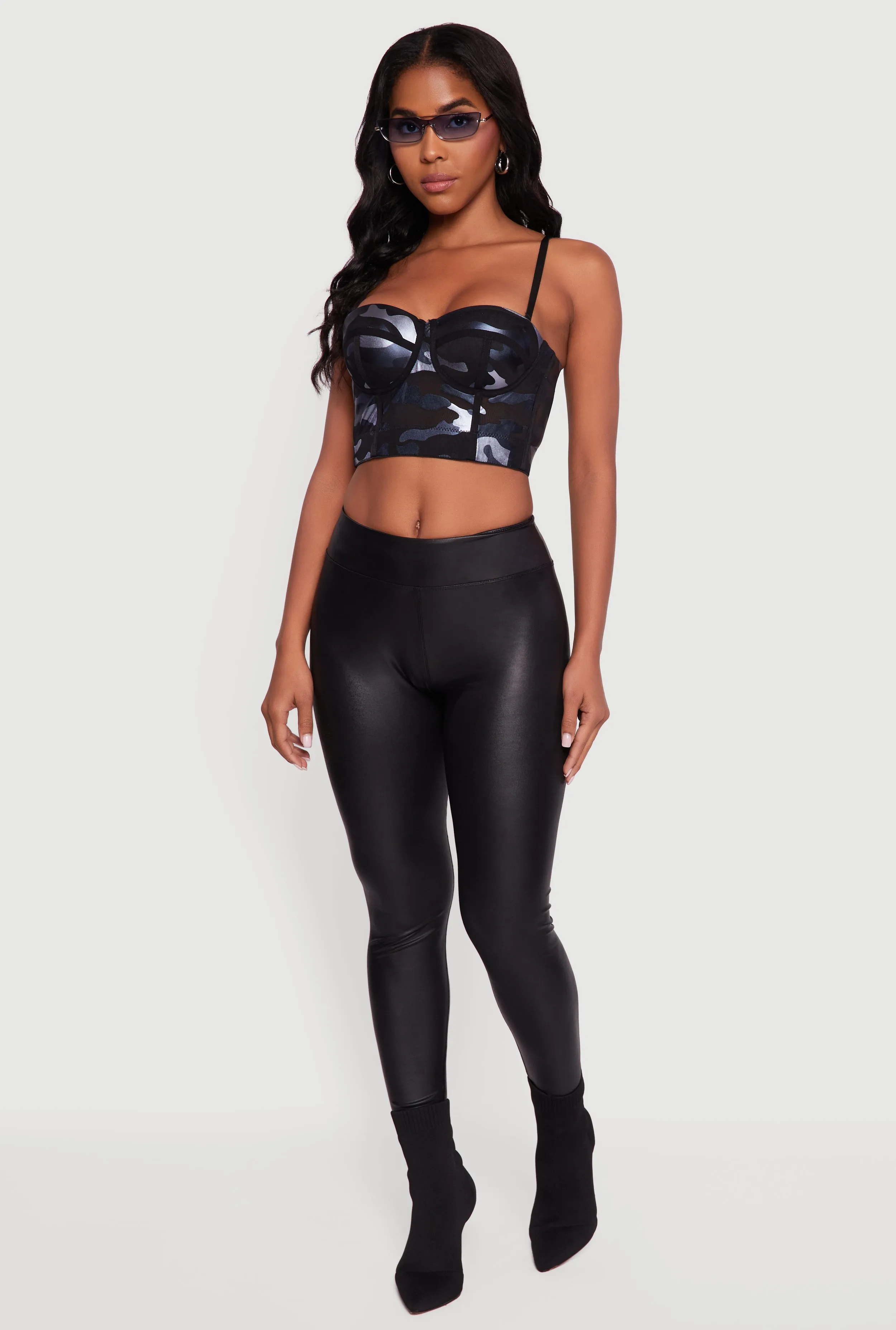 Faux Leather Mid Rise Leggings sold by Rainbow