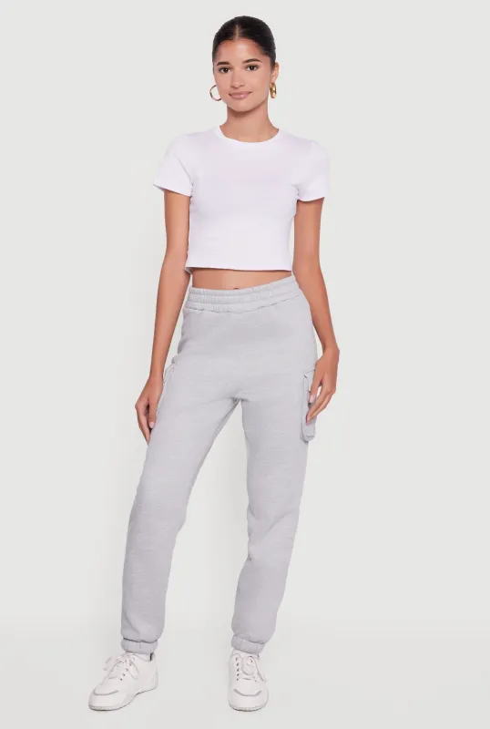 Marled Elastic Waist Cargo Sweatpants sold by Rainbow