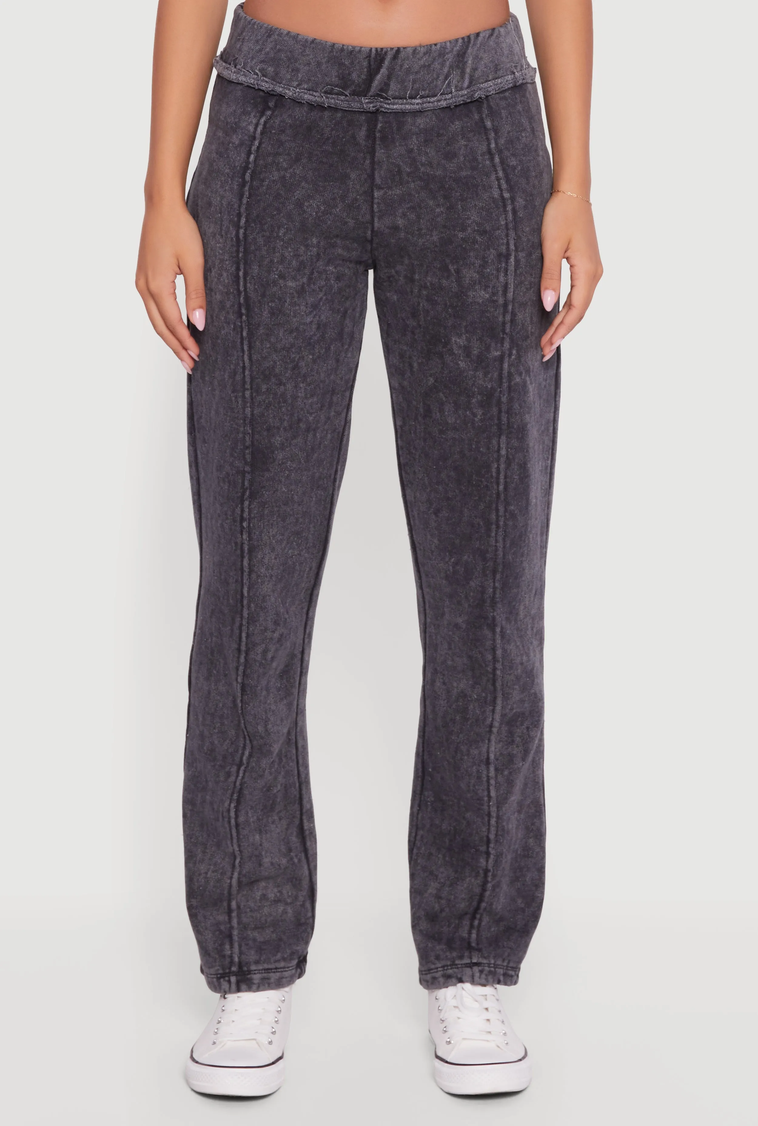 Acid Wash Fleece Mid Rise Slim Straight Leg Sweatpants sold by Rainbow product image thumbnail 5