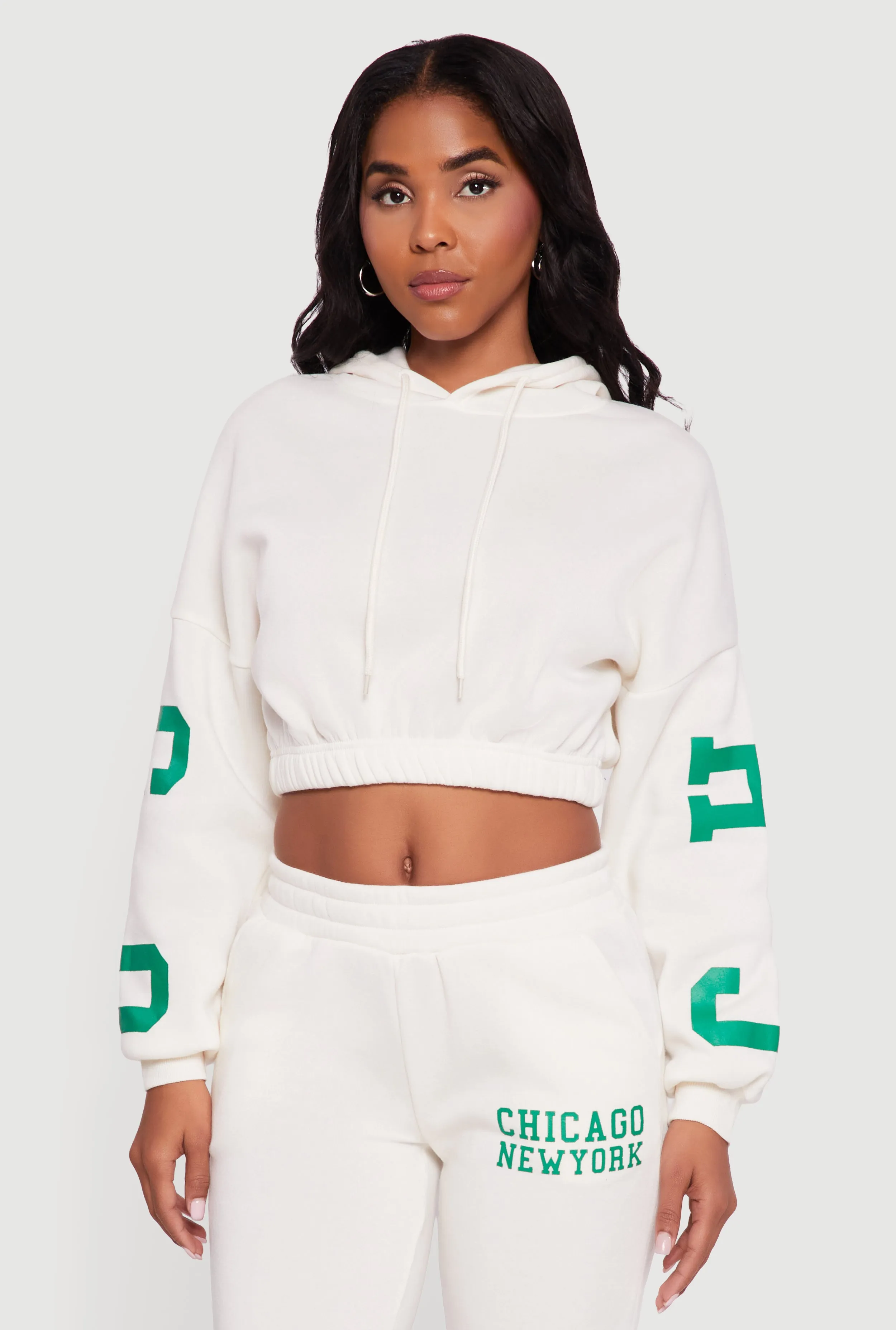Chicago New York Cropped Pullover Hoodie sold by Rainbow