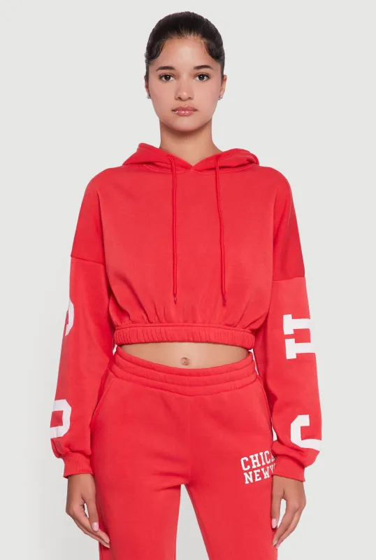Chicago New York Cropped Pullover Hoodie sold by Rainbow