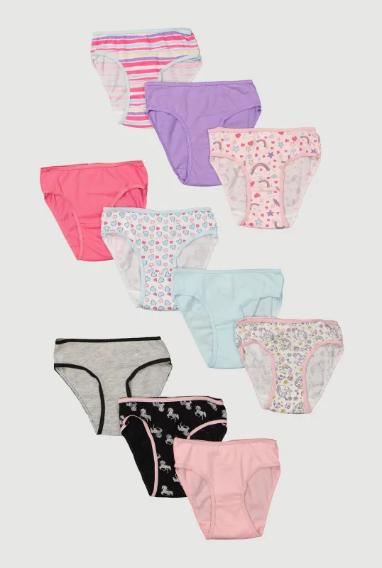 Little Girls Assorted Unicorn Print Panties 10 Pack sold by Rainbow