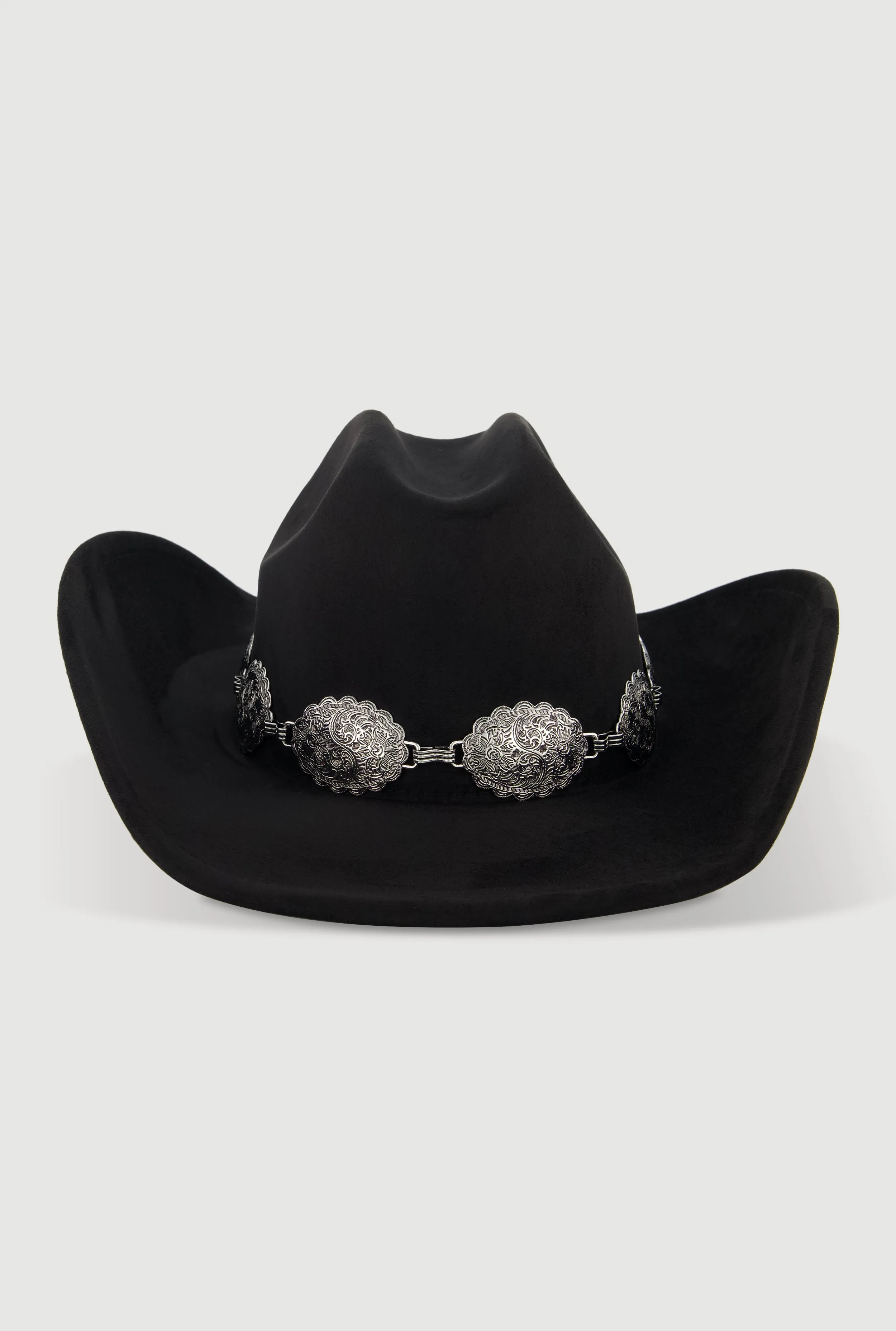 Concho Chain Detail Faux Suede Cowboy Hat sold by Rainbow product image thumbnail 3