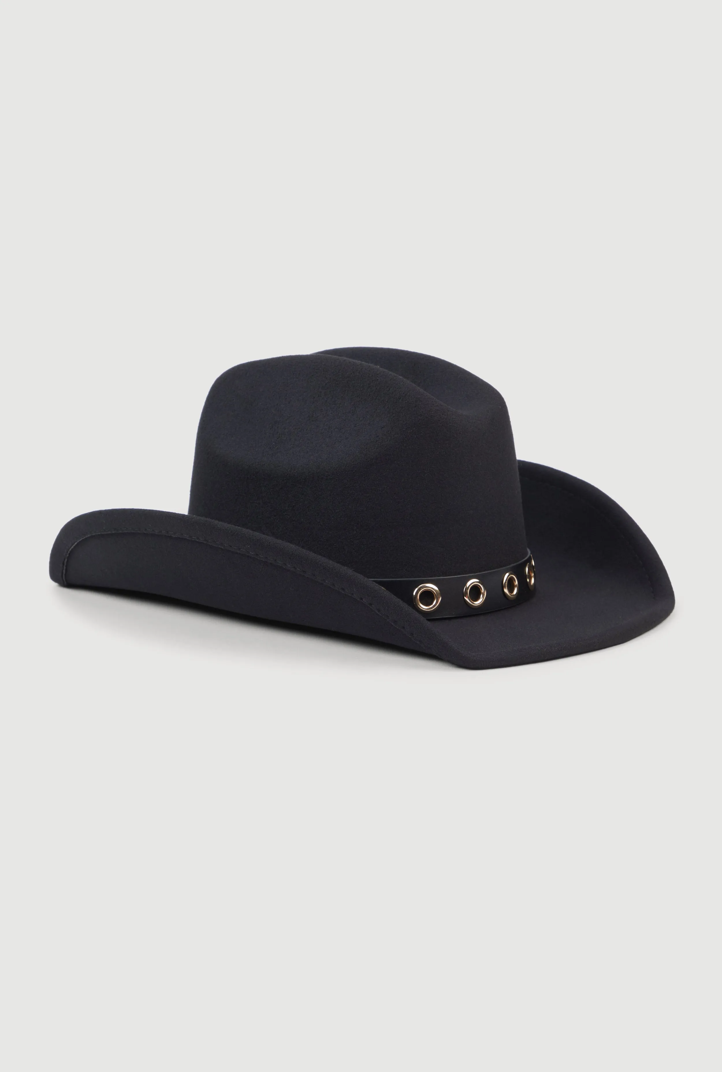 Grommet Belt Detail Brushed Felt Cowboy Hat sold by Rainbow