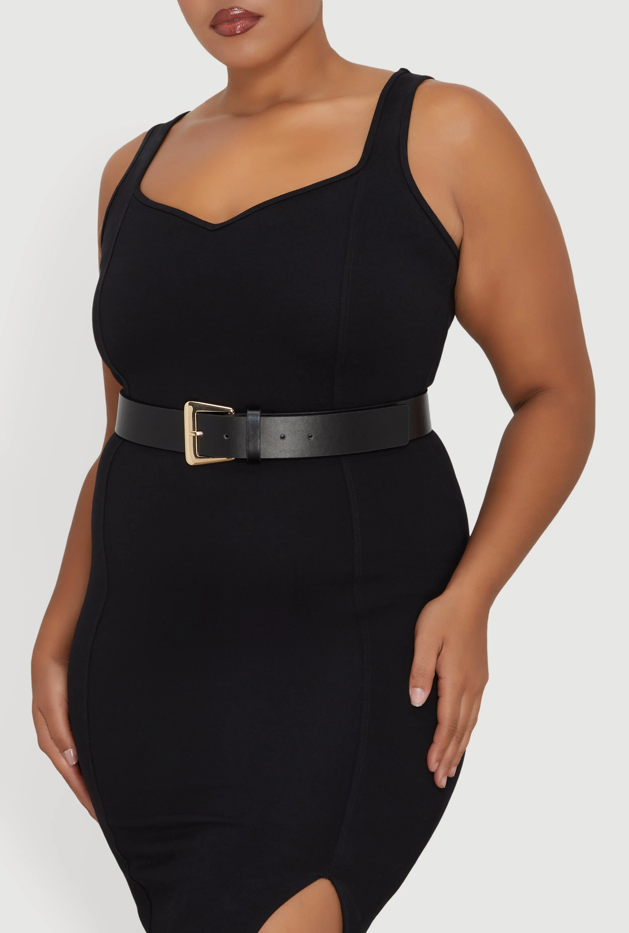 Plus Size Metallic Rectangular Buckle Faux Leather Belt sold by Rainbow product image thumbnail 2