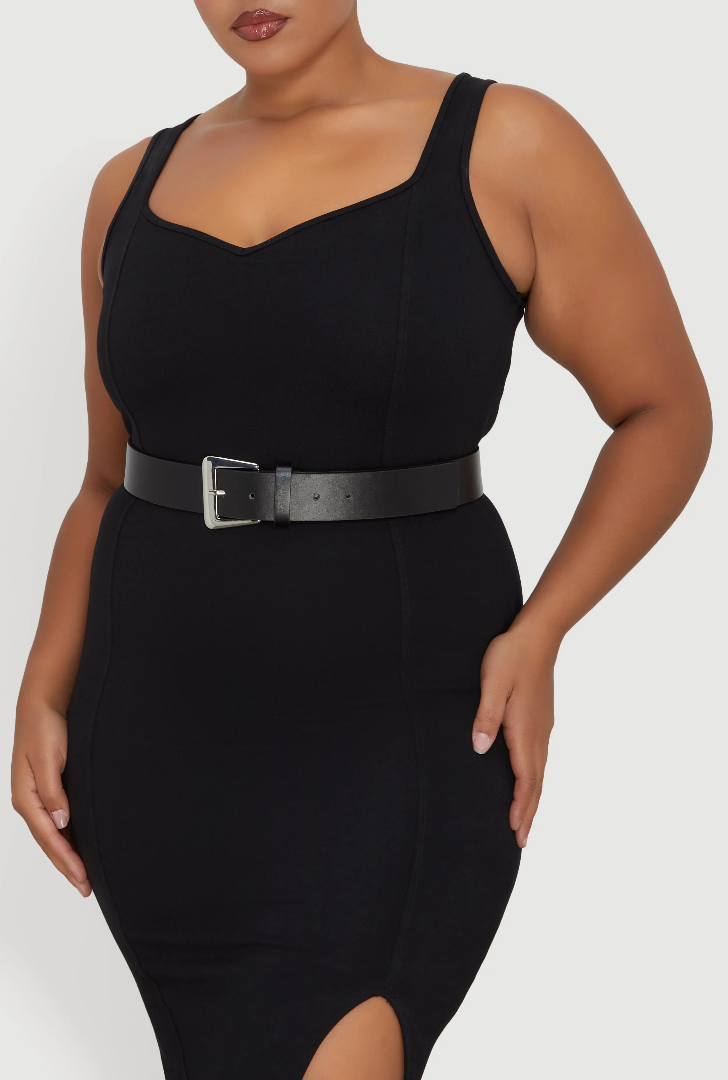 Plus Size Metallic Rectangular Buckle Faux Leather Belt sold by Rainbow product image thumbnail 2