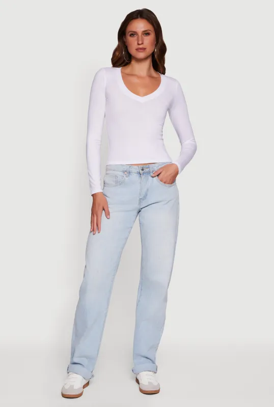 Long Sleeve V Neck Casual Tee sold by Rainbow