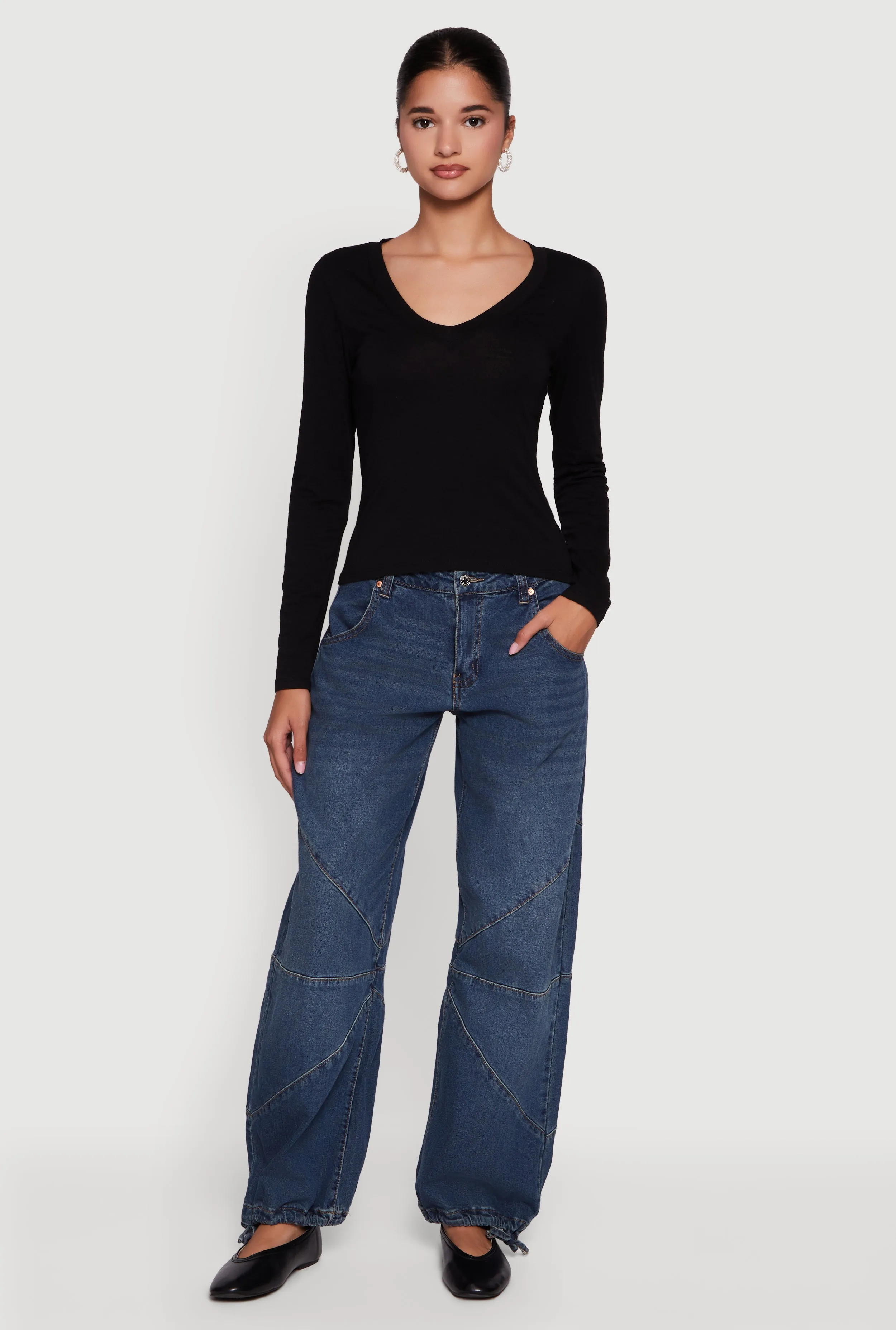 Long Sleeve V Neck Casual Tee sold by Rainbow