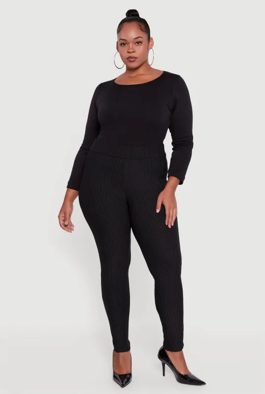 Plus Size High Waisted Scuba Skinny Dress Pants sold by Rainbow