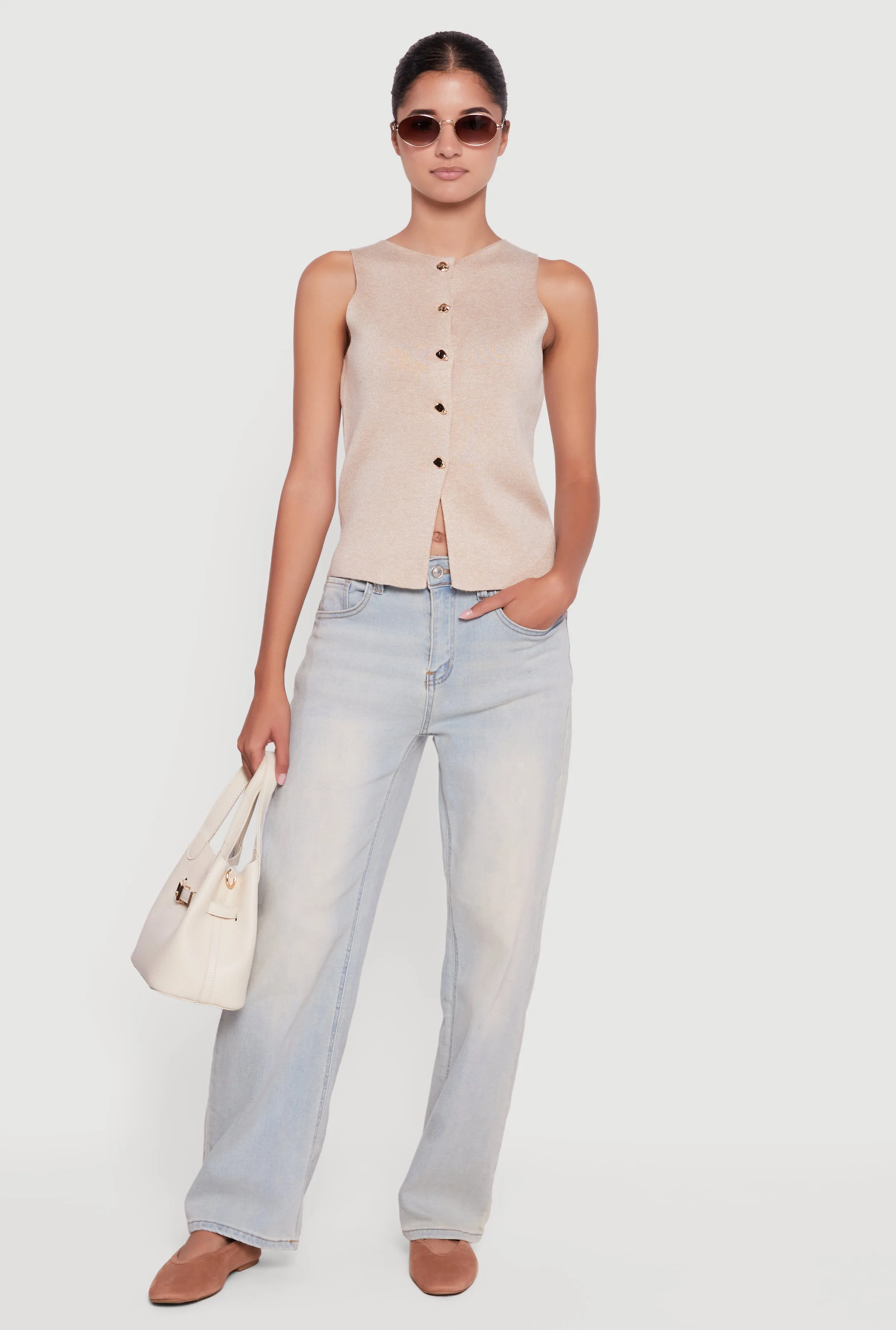 Metallic Button Front Sleeveless Sweater sold by Rainbow product image thumbnail 4