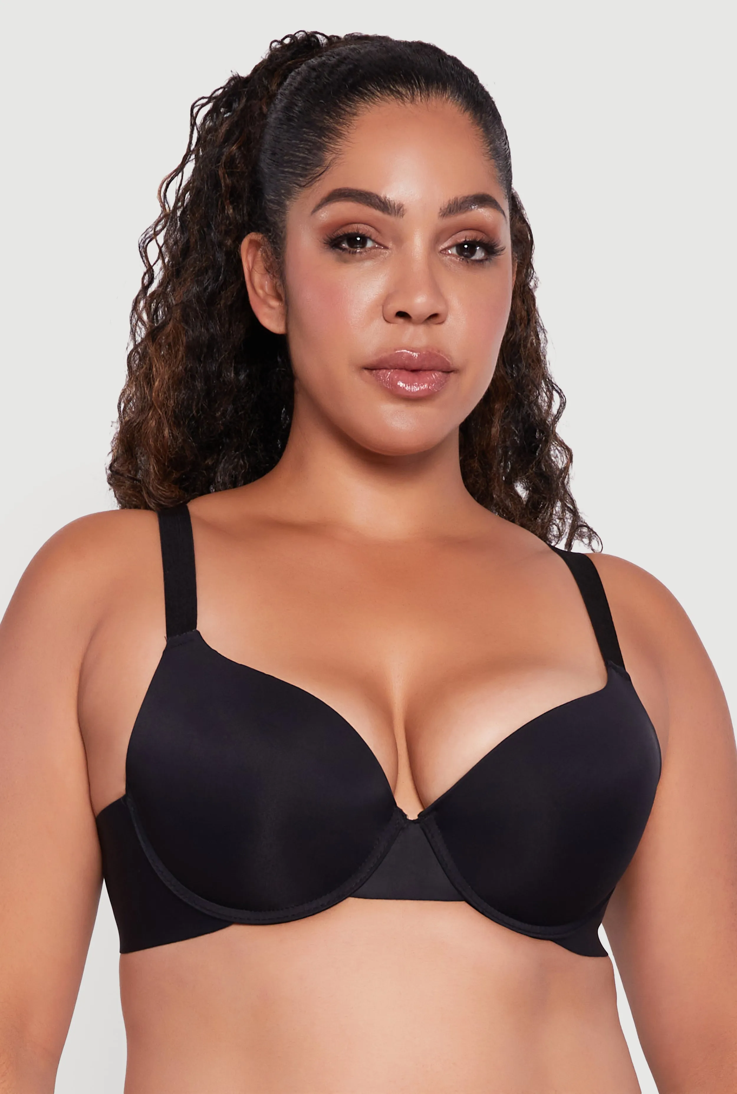 Plus Size Laser Cut Padded Push Up Plunge Bra sold by Rainbow