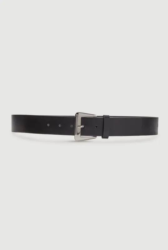 Basic Faux Leather Metallic Buckle Belt sold by Rainbow