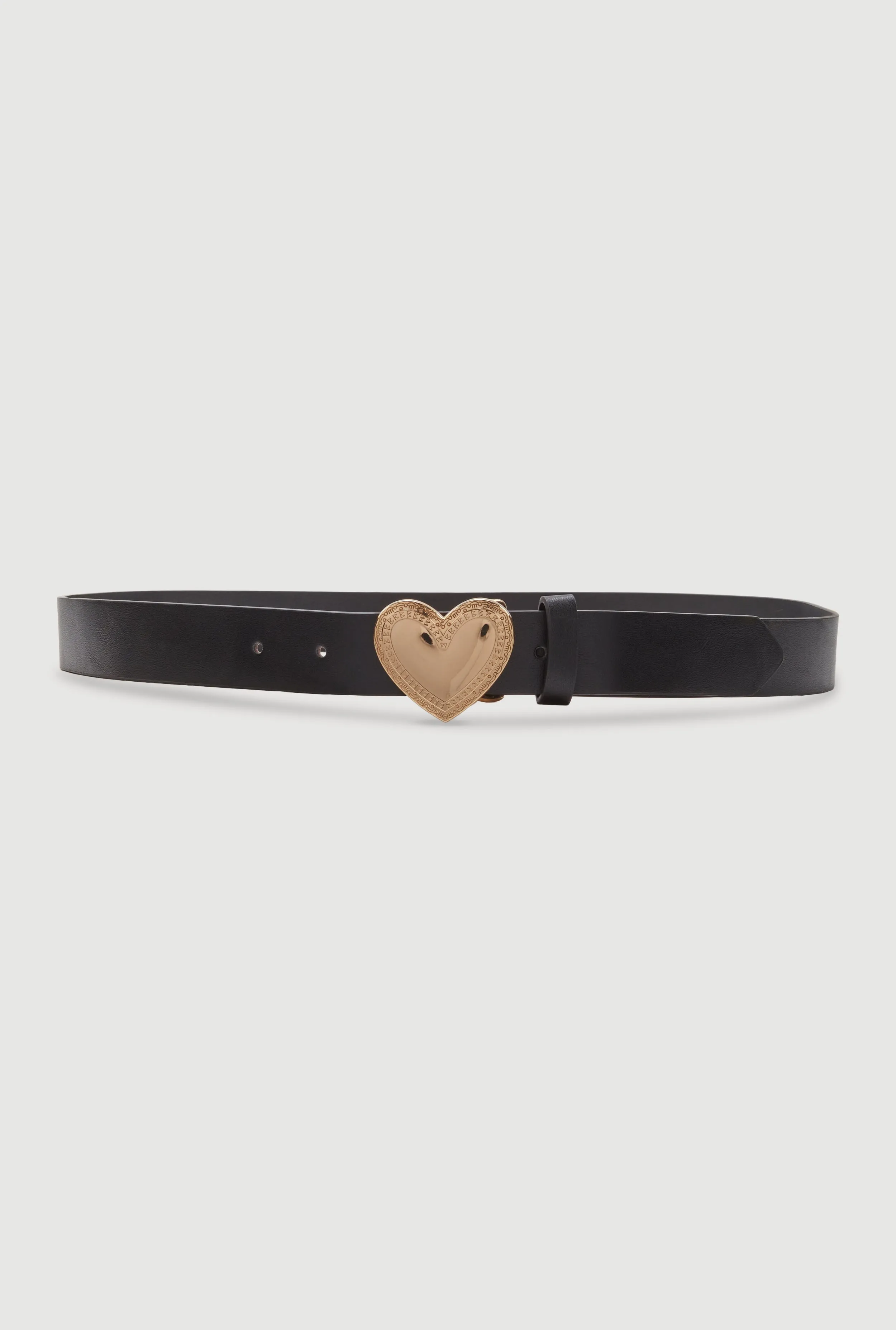 Metallic Heart Buckle Faux Leather Belt sold by Rainbow