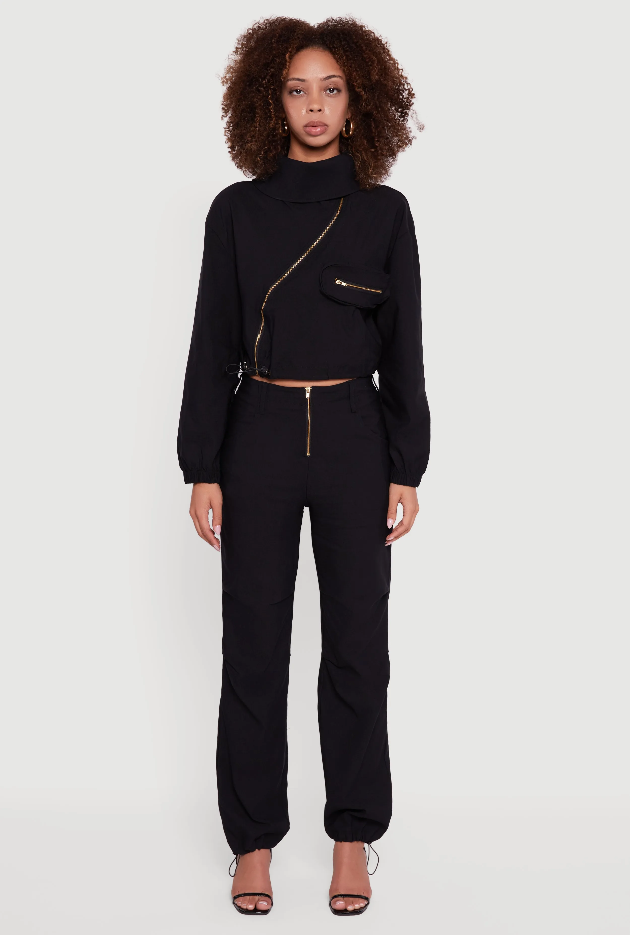 Mid Rise Zip Front Pants with Toggle Drawstring Hem sold by Rainbow product image thumbnail 2