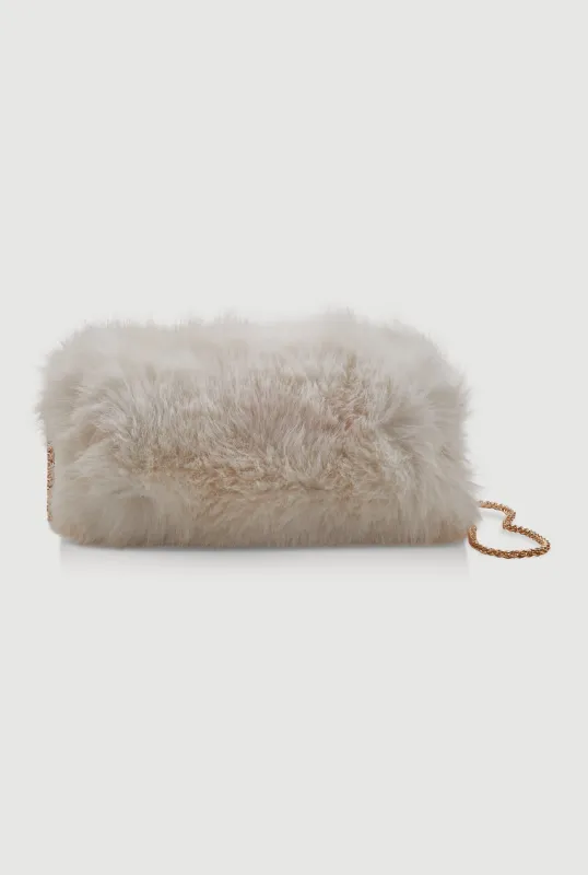 Faux Fur Hand Muff Chain Crossbody Bag sold by Rainbow