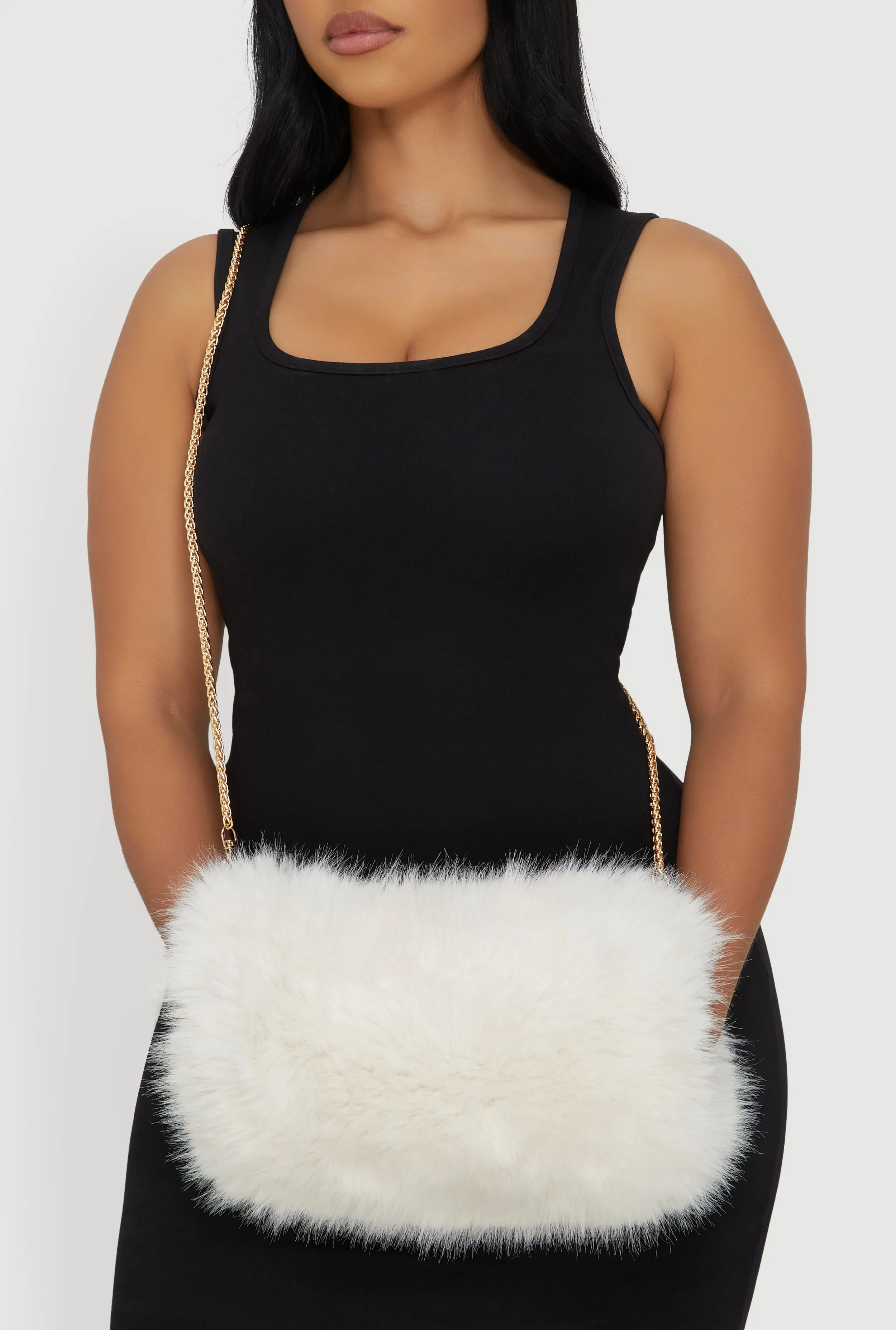 Faux Fur Hand Muff Chain Crossbody Bag sold by Rainbow product image thumbnail 3
