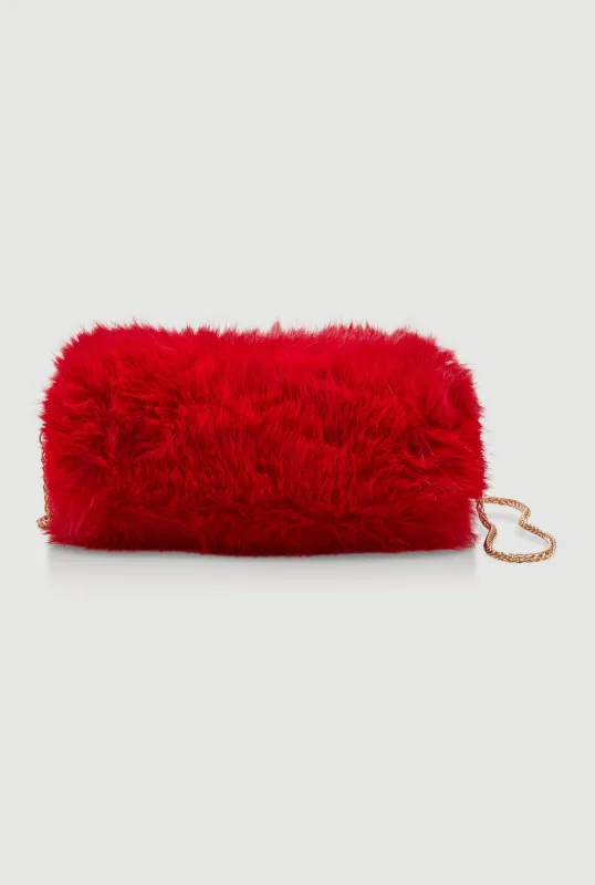 Faux Fur Hand Muff Chain Crossbody Bag sold by Rainbow