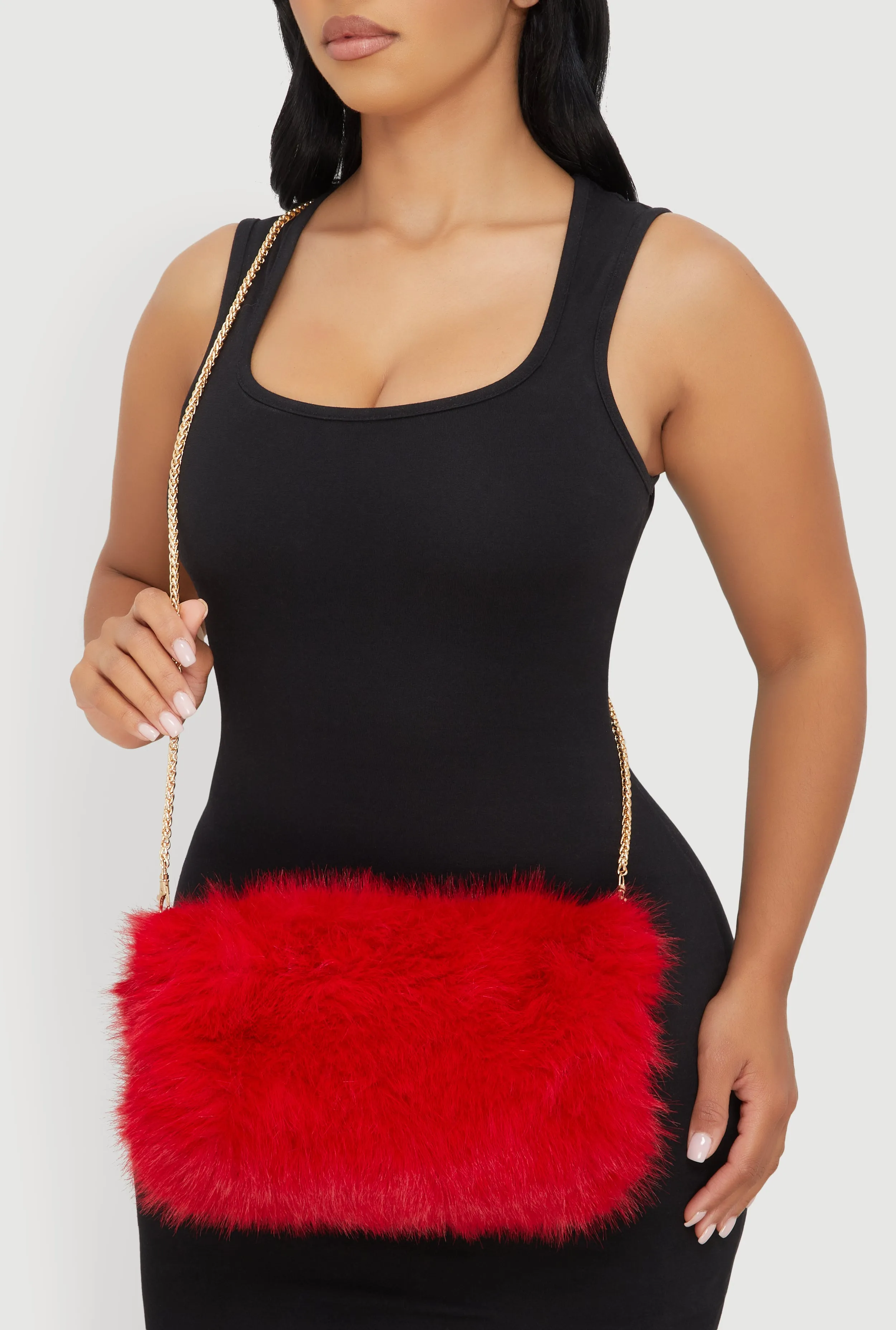 Faux Fur Hand Muff Chain Crossbody Bag sold by Rainbow product image thumbnail 2