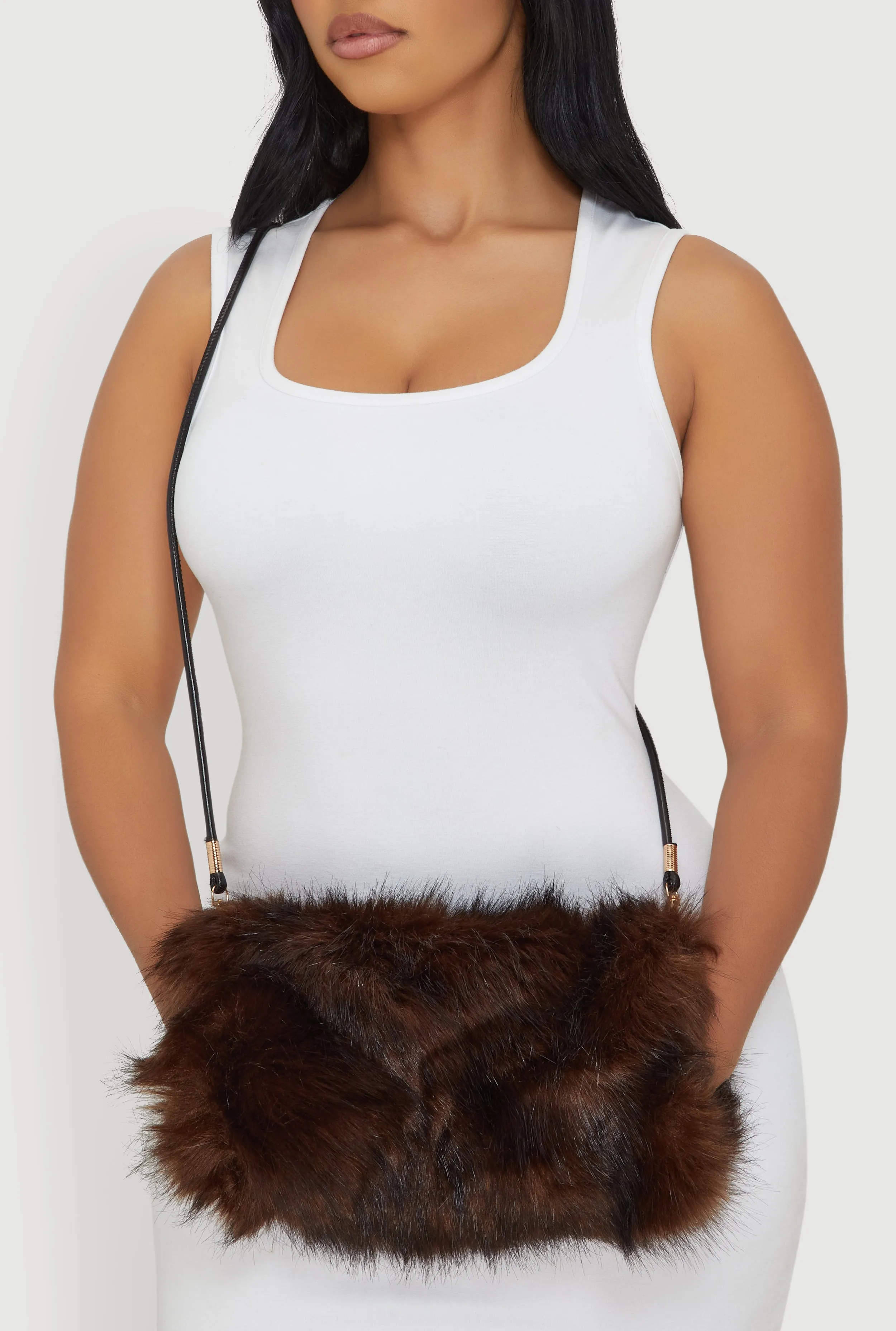 Faux Fur Hand Muff Crossbody Clutch Bag sold by Rainbow product image thumbnail 3
