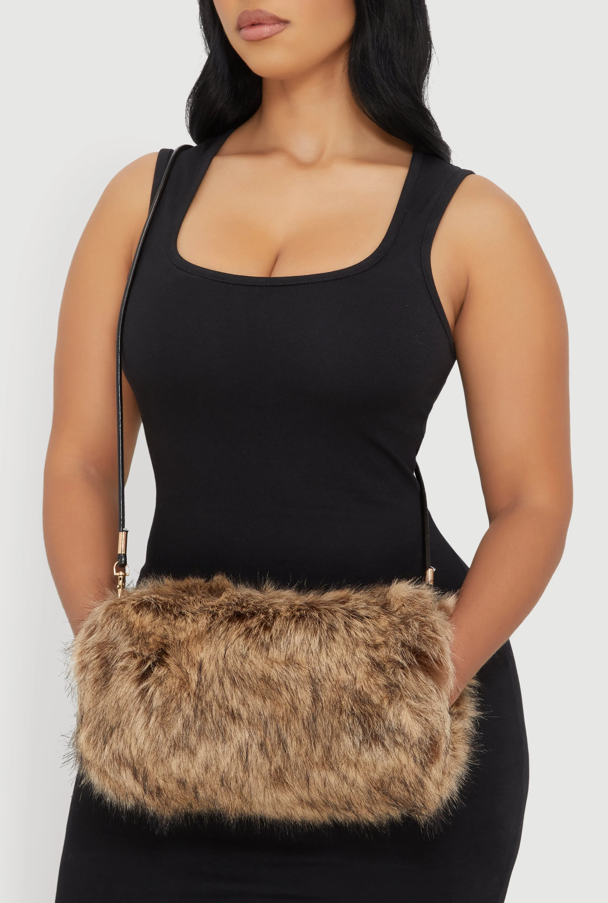 Faux Fur Hand Muff Crossbody Clutch Bag sold by Rainbow product image thumbnail 3