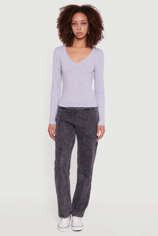 Long Sleeve V Neck Casual Tee sold by Rainbow