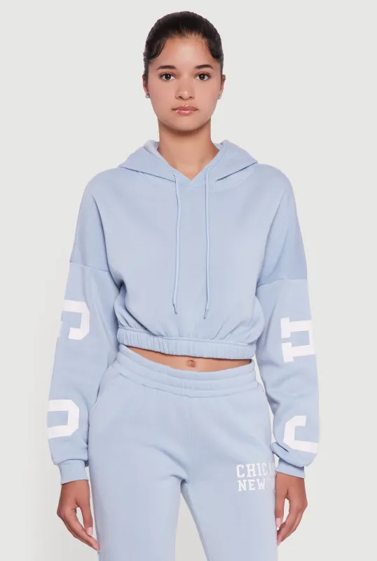 Chicago New York Cropped Pullover Hoodie sold by Rainbow
