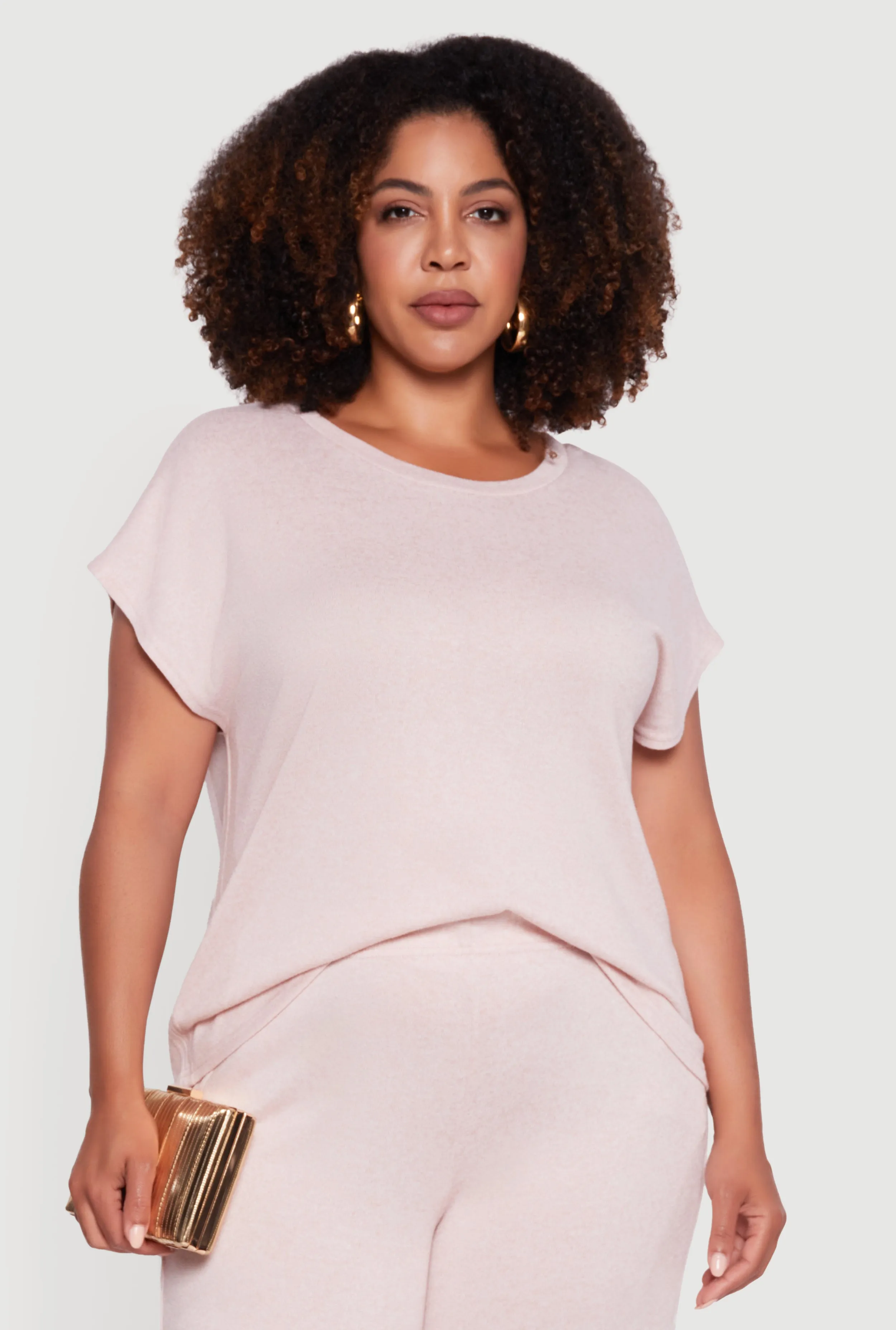 Plus Size Marled Brushed Knit Crew Neck Blouse sold by Rainbow product image thumbnail 2